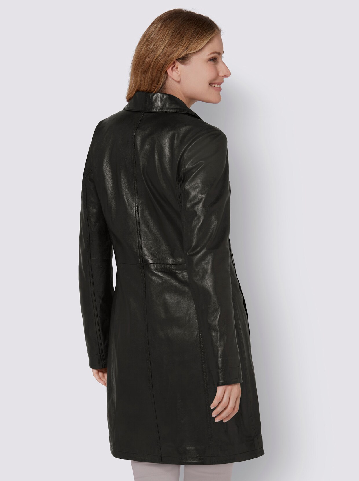 Mainpol Leder-Mantel - schwarz
