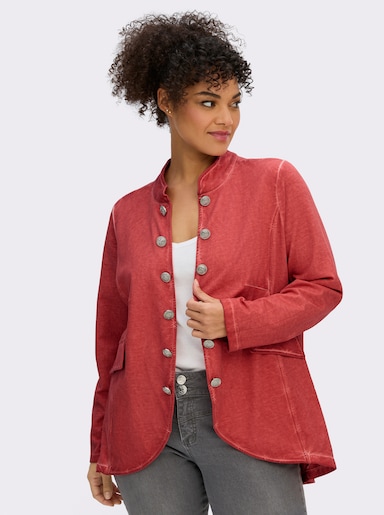 Sweatjacke in Oil-dyed-Optik - grapefruit