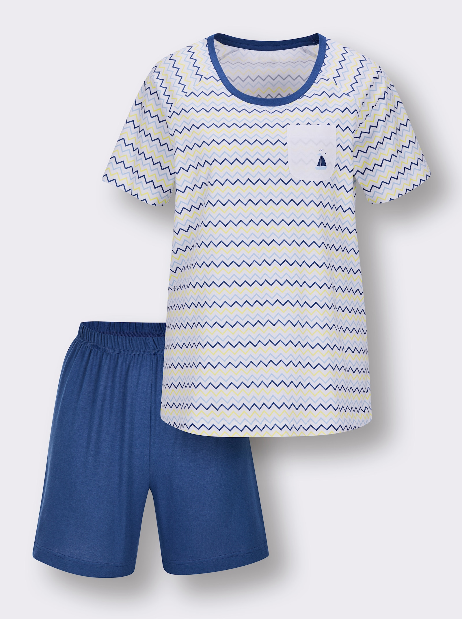 wäschepur Shorty - weiß-royalblau-bedruckt