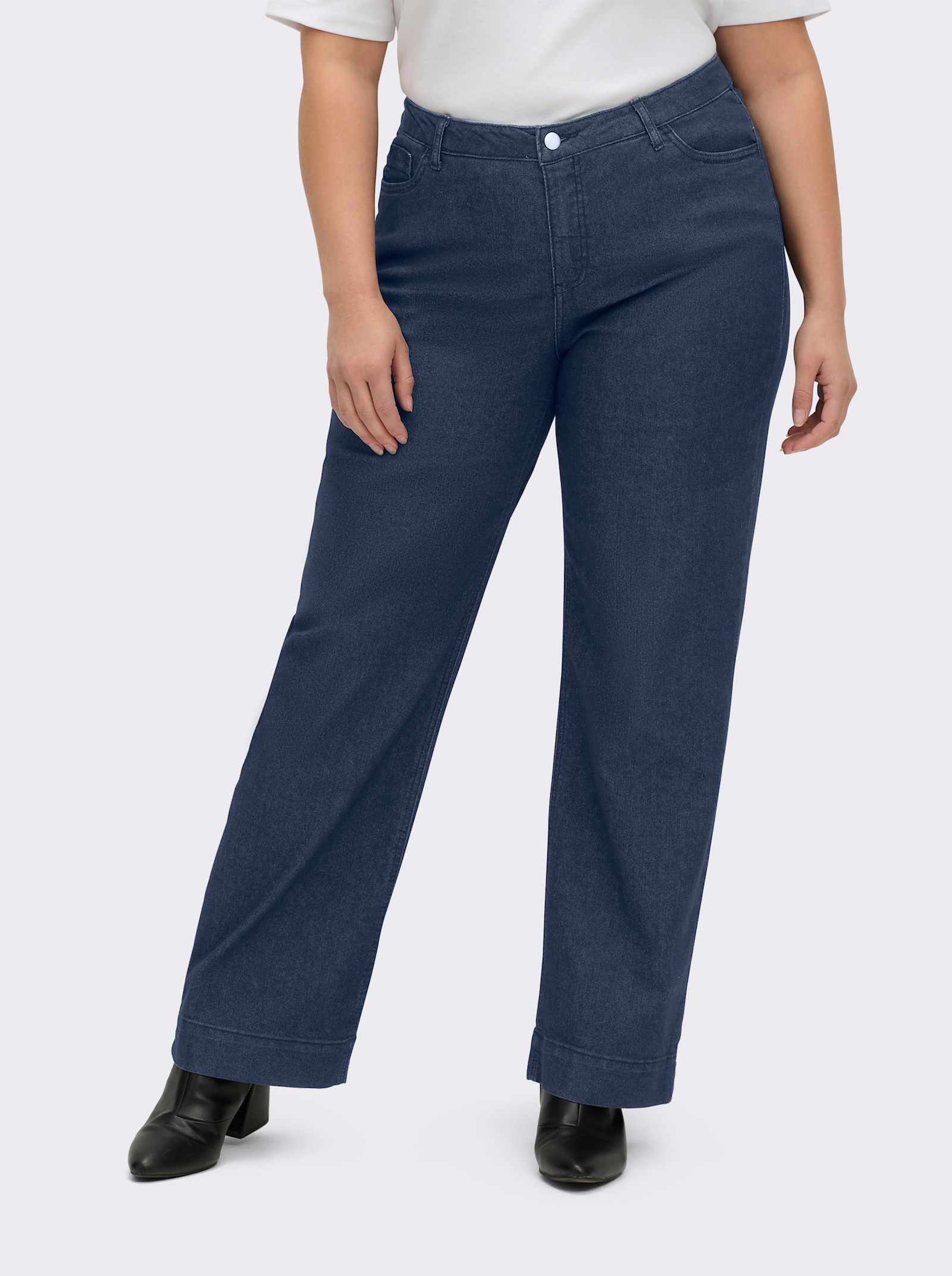 Jeans mit weitem Bein - blue stone