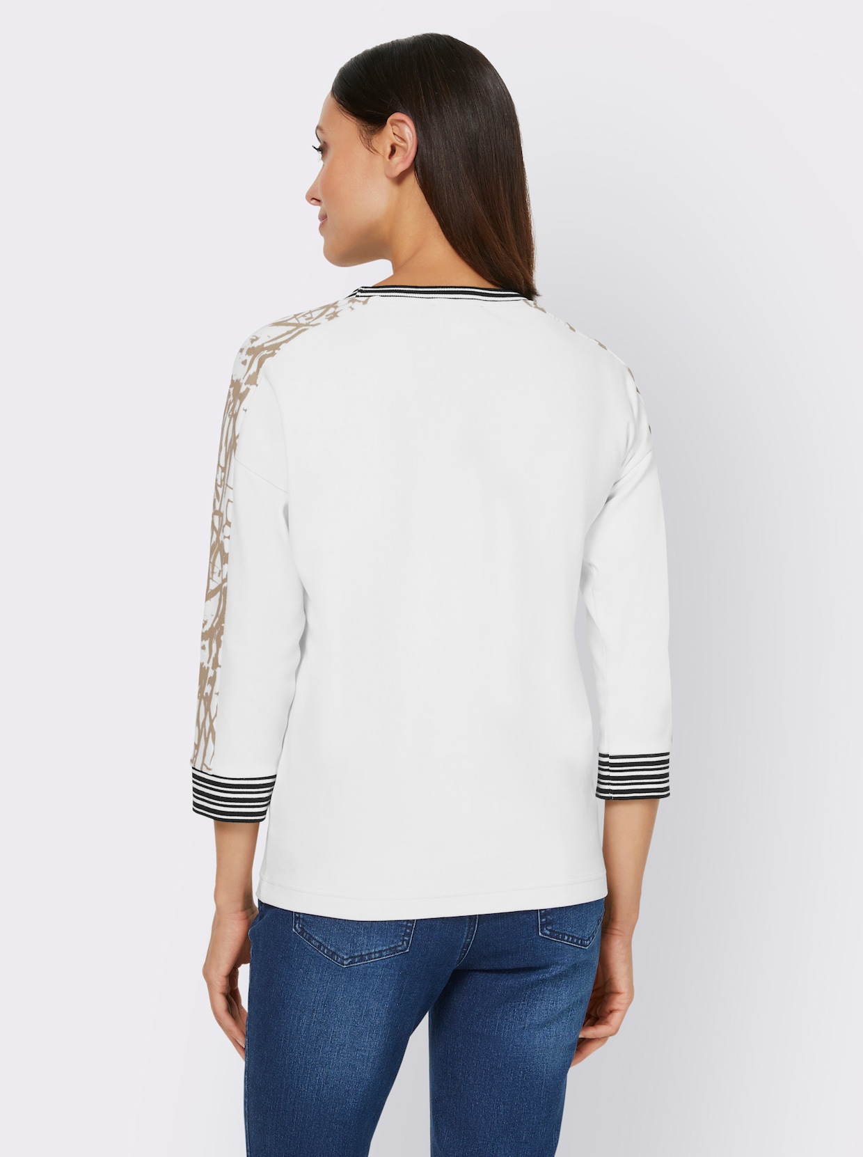 heine Shirt met 3/4-mouw - ecru/beige bedrukt