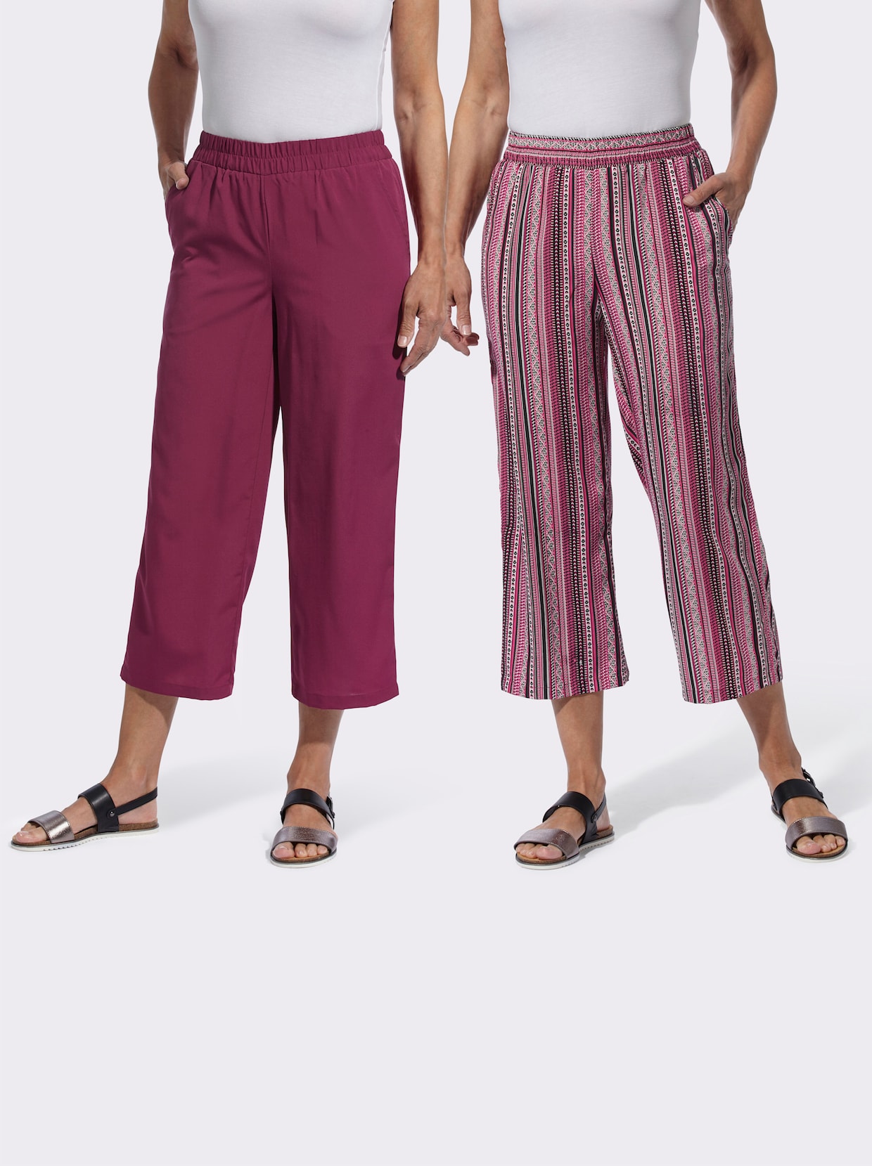 Culotte - fuchsia-moos-gestreift + malve