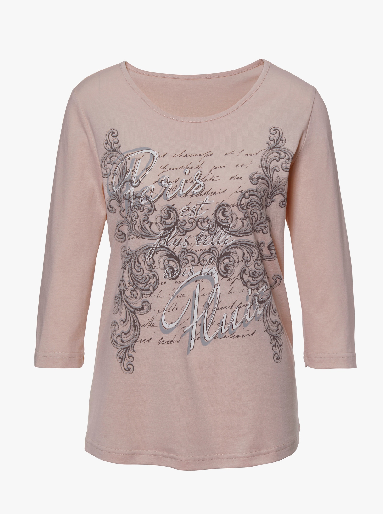 Shirt met 3/4-mouwen en ronde hals - roze