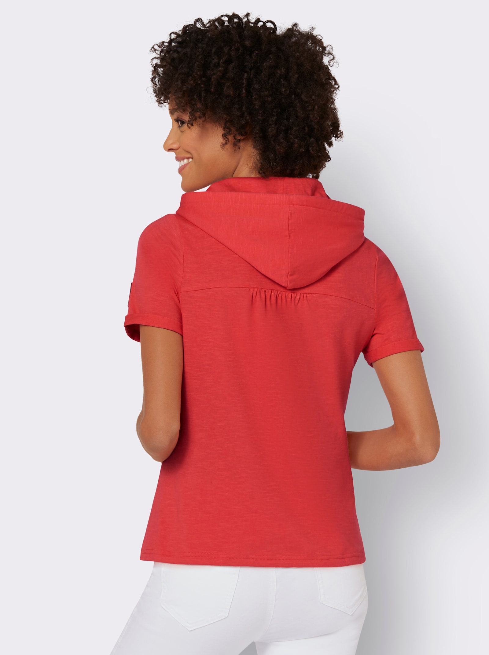 Kapuzenshirt mit kurzen Ärmeln - hummer-weiß