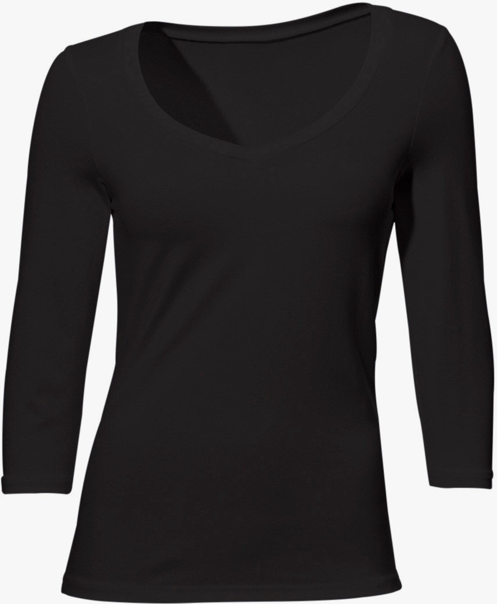 heine 3/4-Arm-Shirt mit Herz-Ausschnitt - schwarz