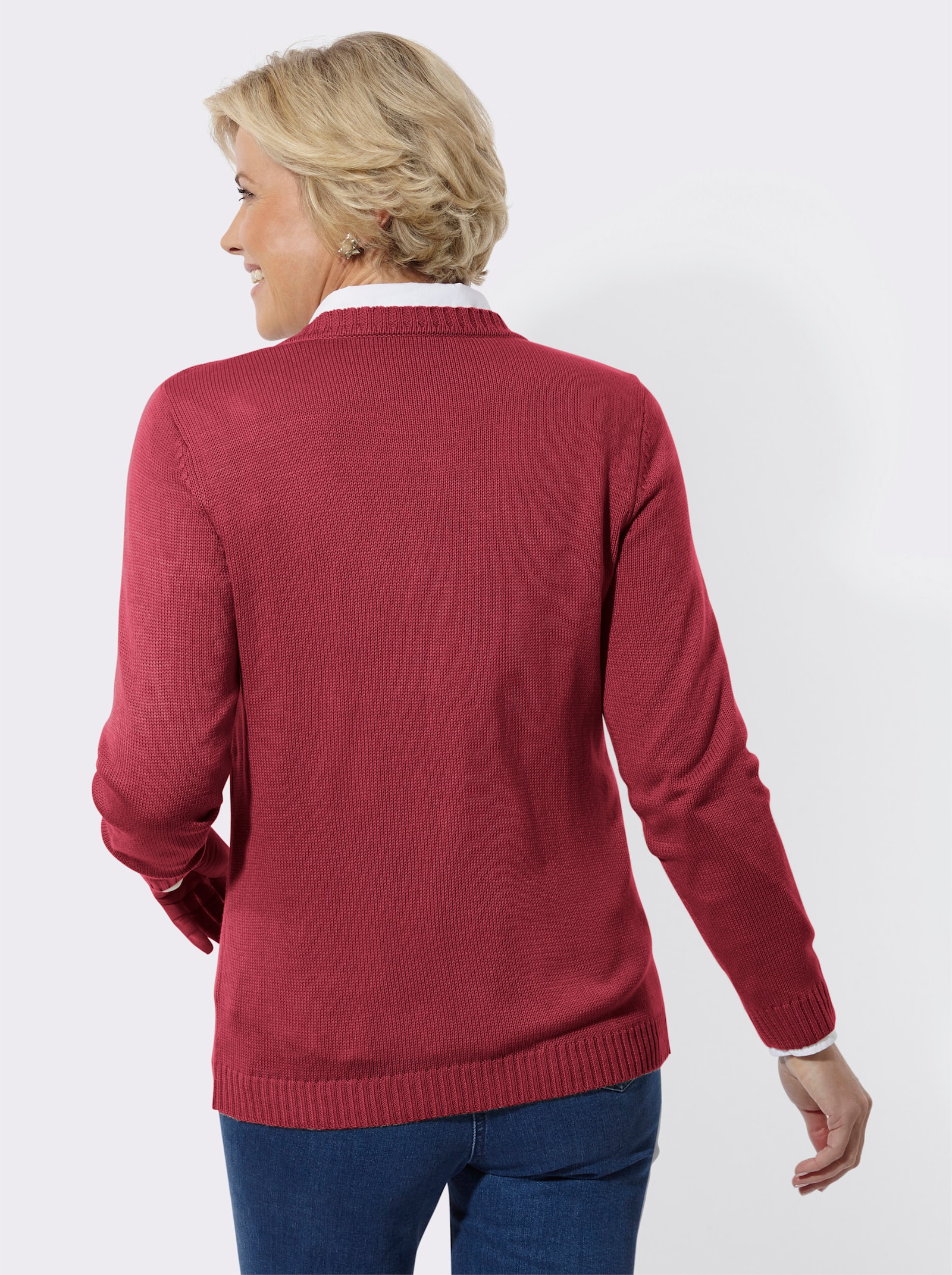 Strickjacke mit Einstrickmuster - kirsche