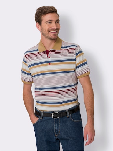 Poloshirt met korte mouwen - wit/jeansblauw gestreept
