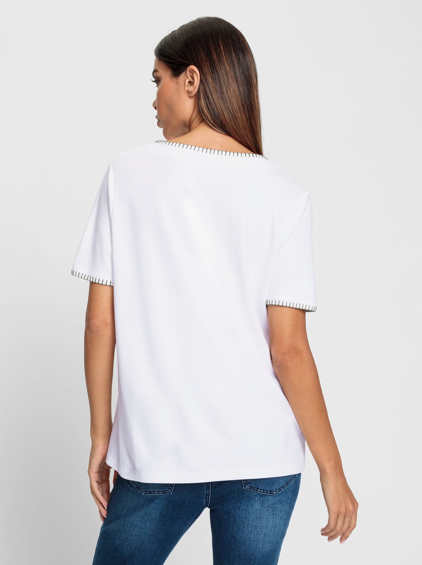 heine Shirt met korte mouwen en contrasterende stiksels - wit