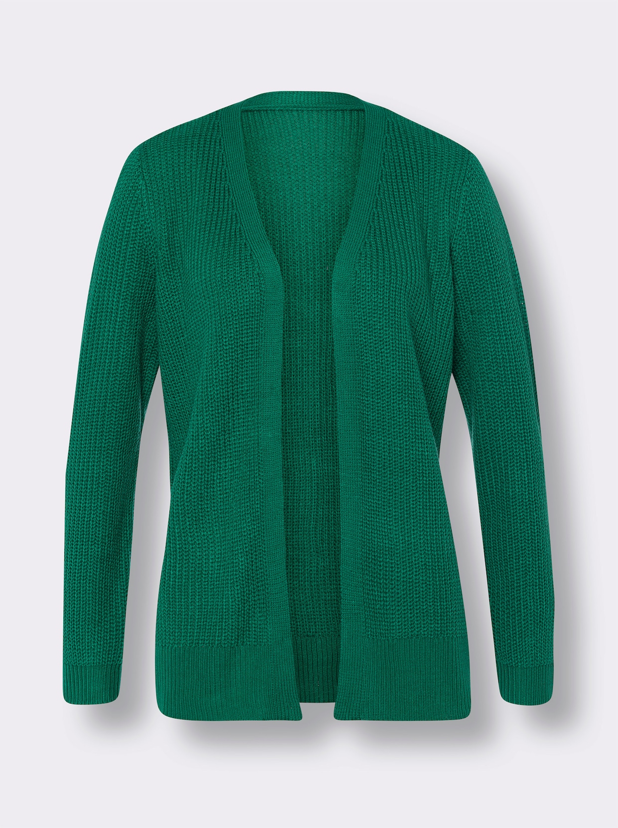 Dlouhý pletený kabátek - zelená