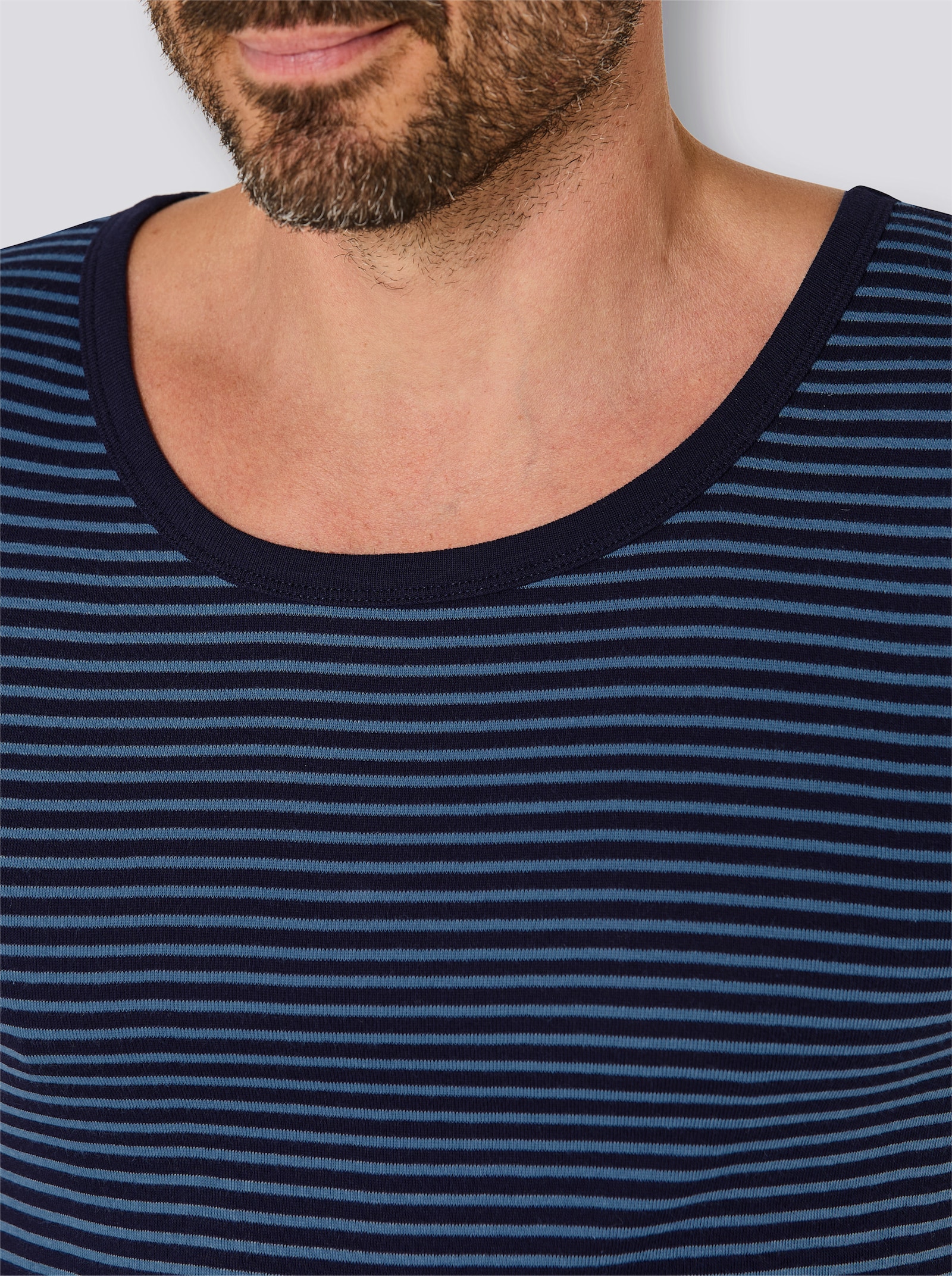 wäschepur men Shirt - marine-mittelblau-gestreift