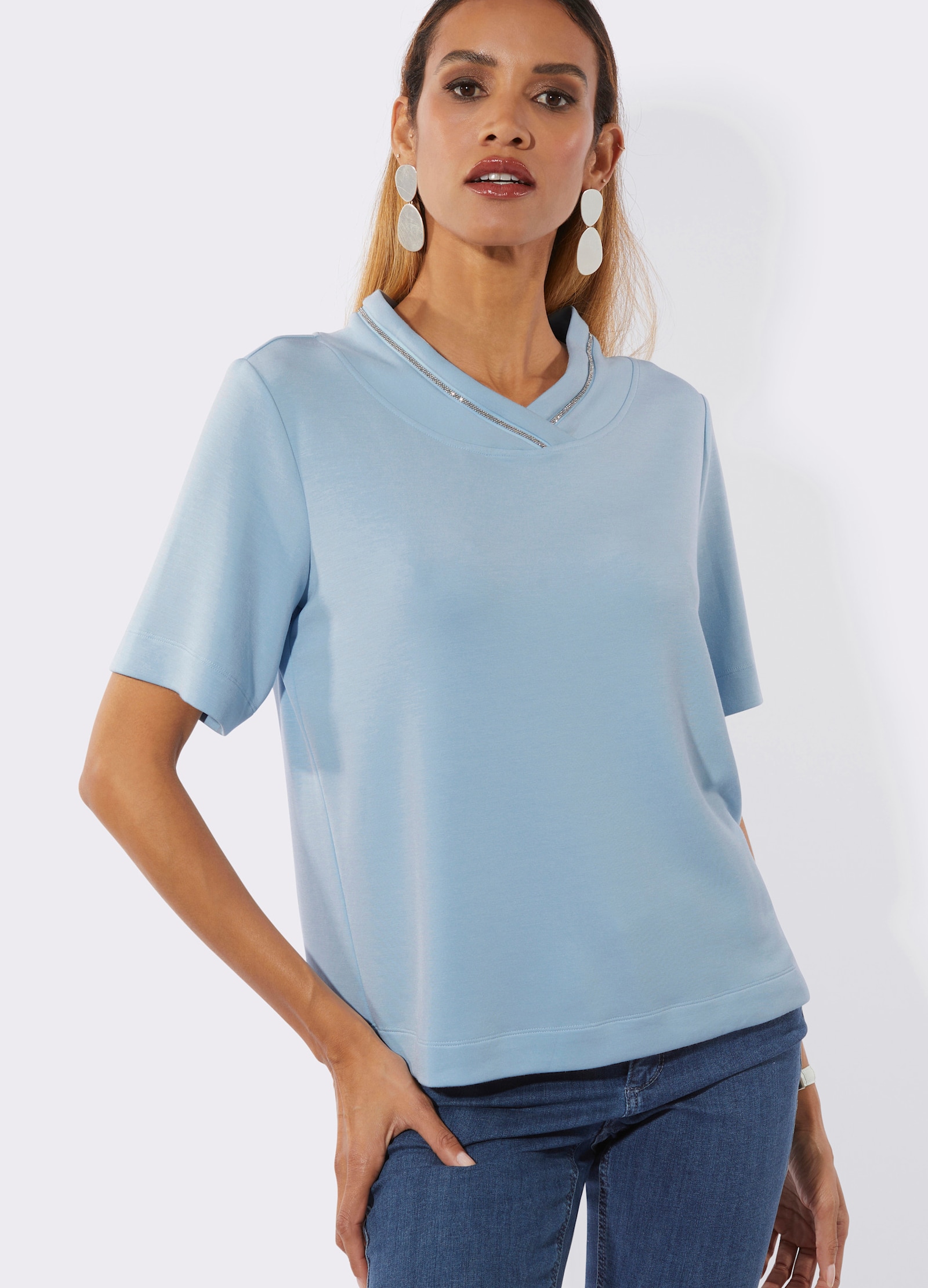 Sweatshirt mit Modal - hellblau
