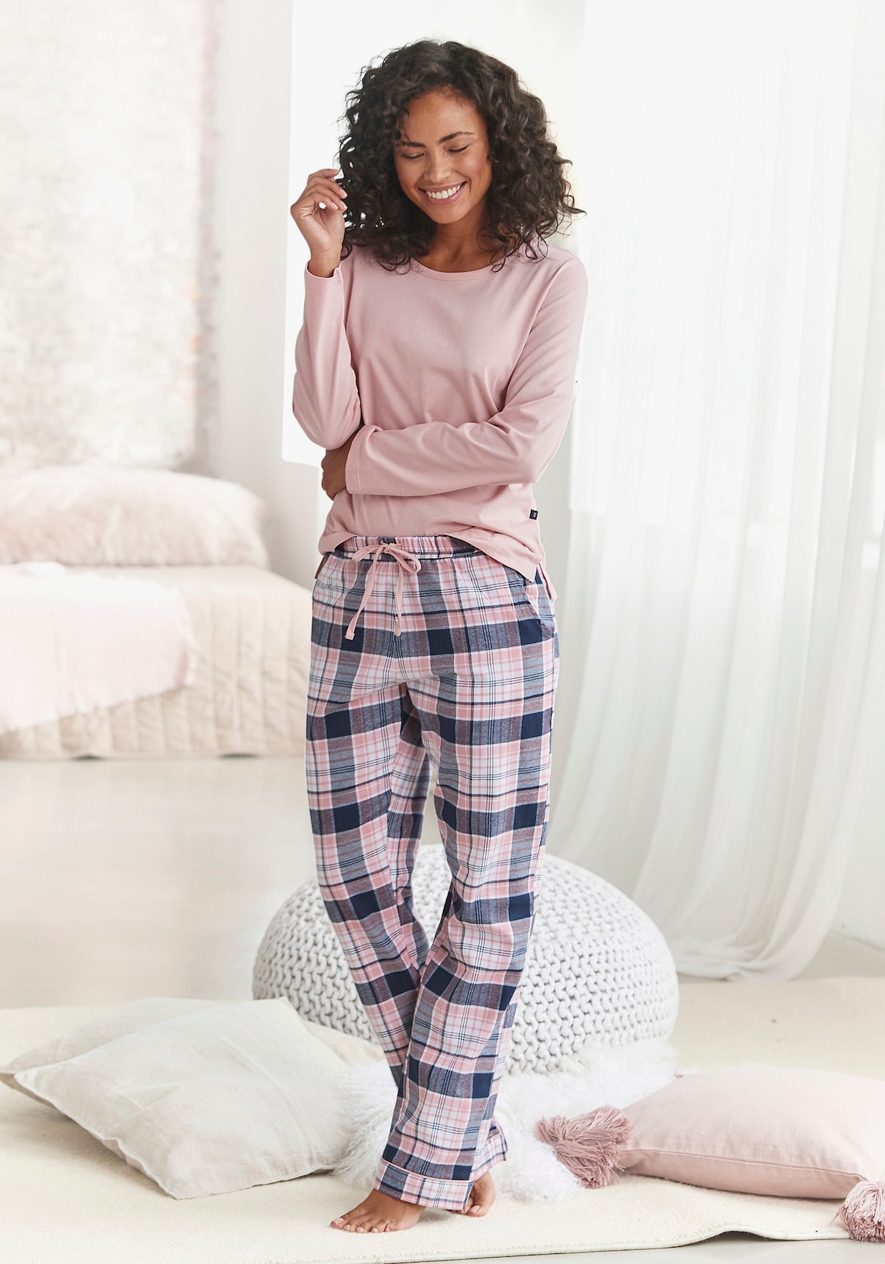 H.I.S Pyjama - violet-bleu-rose à carreaux