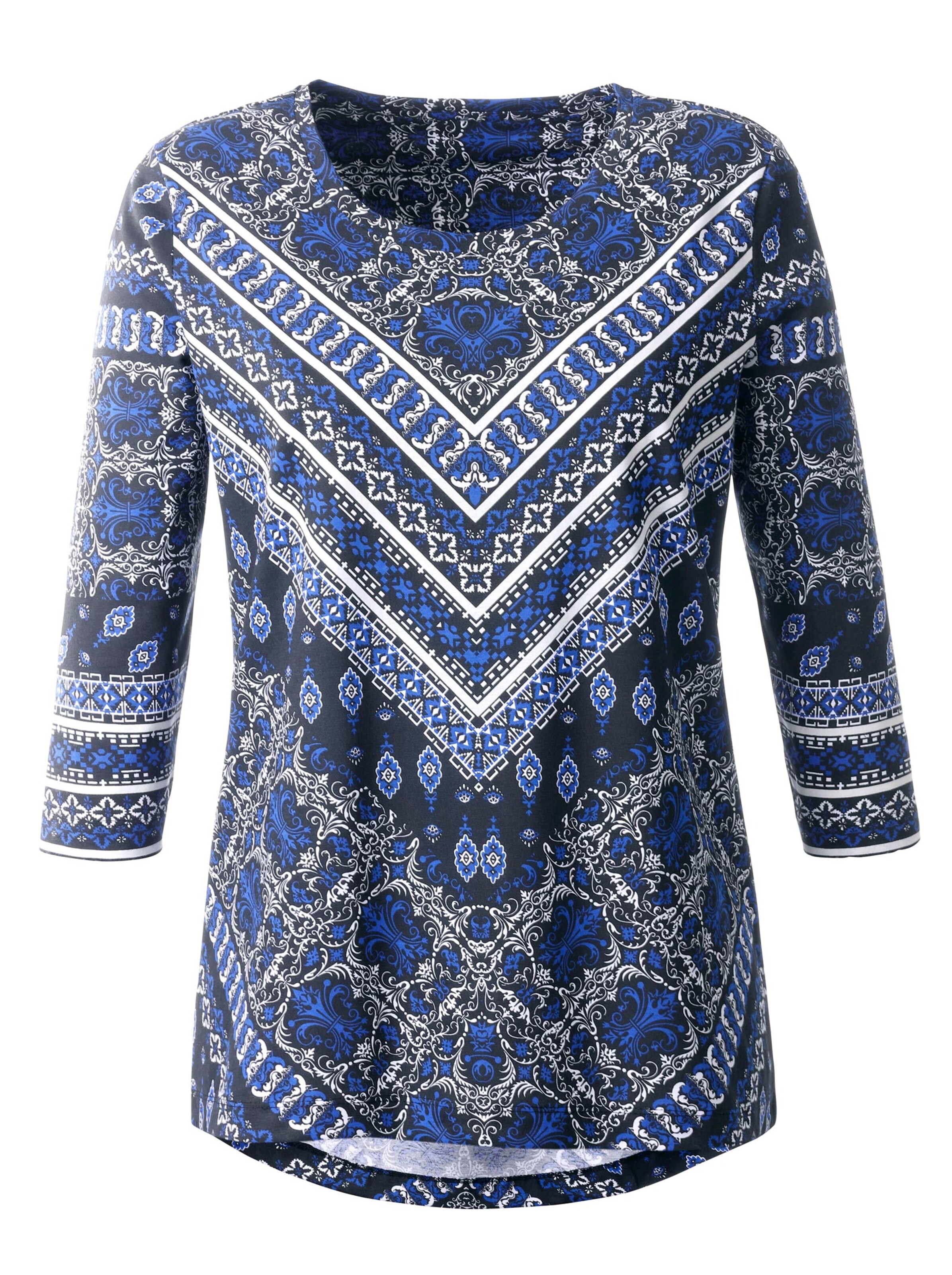 Shirt - schwarz-royal-gemustert