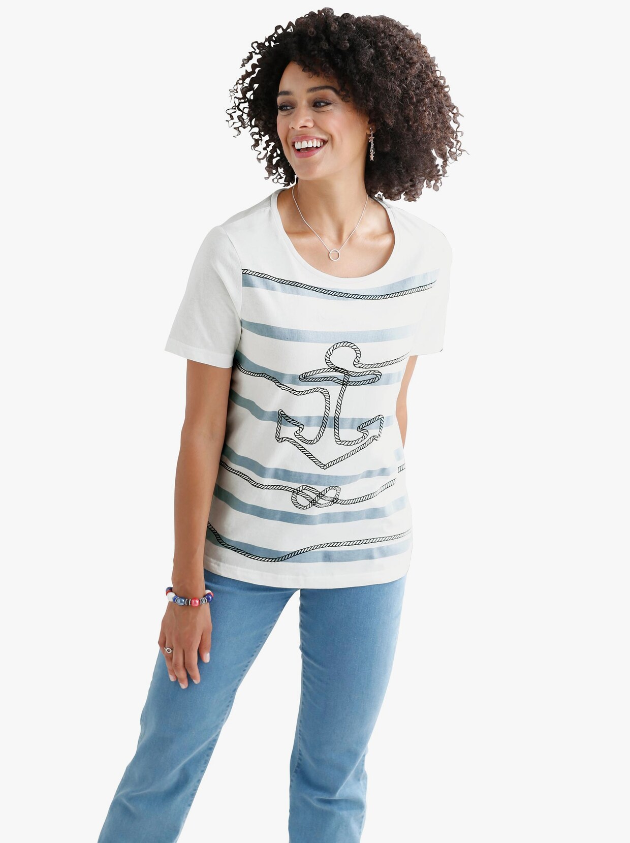 Shirt met print - wit/blauw geprint