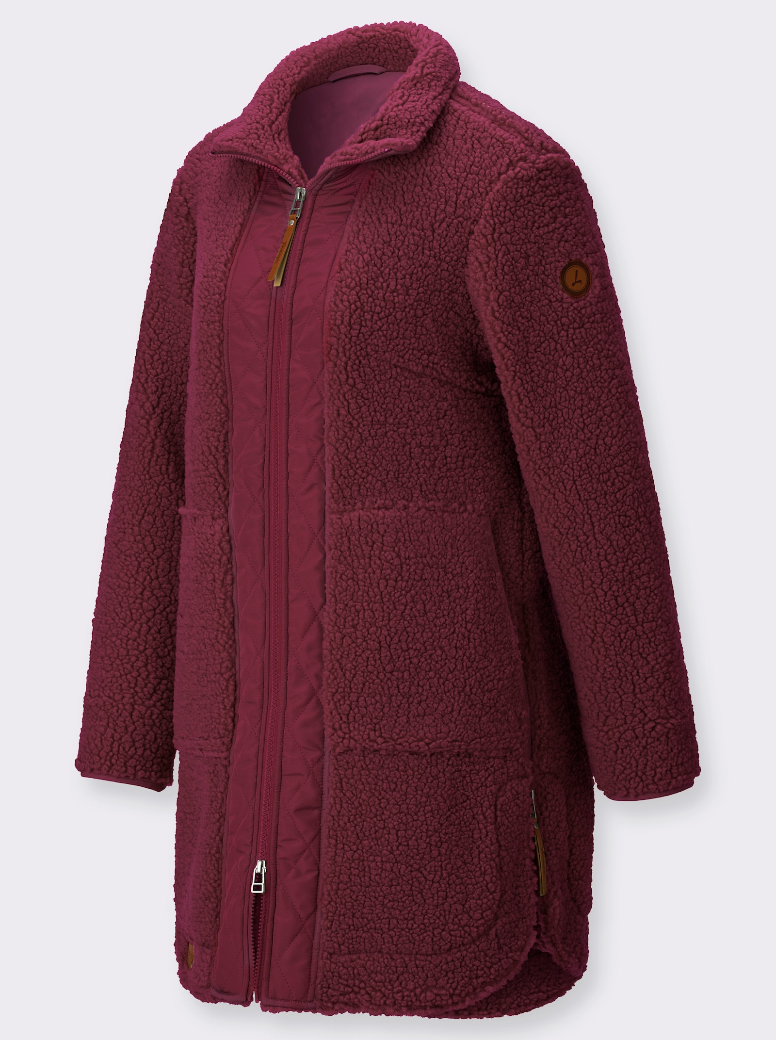  Teddyjacke mit Reißverschluss an den Saumschlitzen - bordeaux