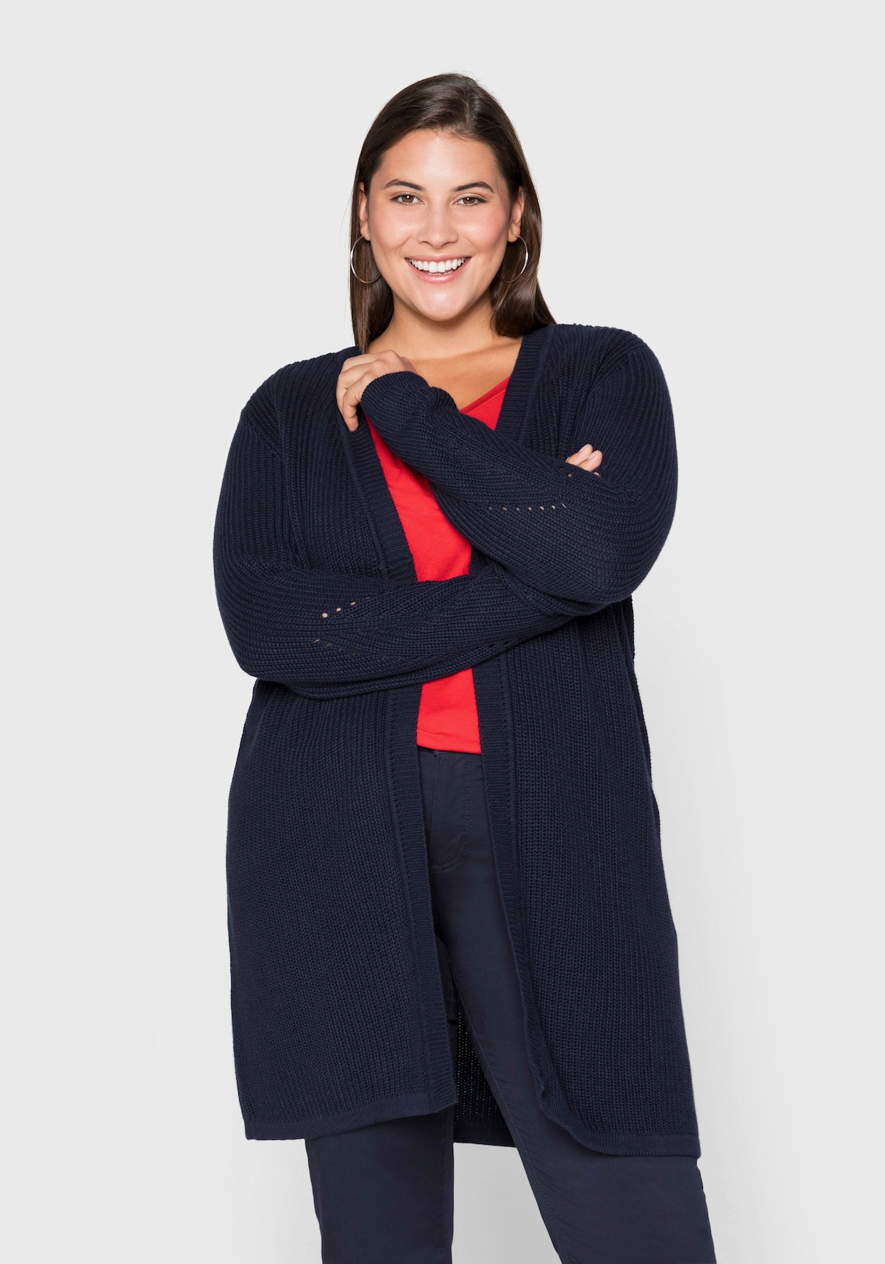 sheego Longstrickjacke - marine