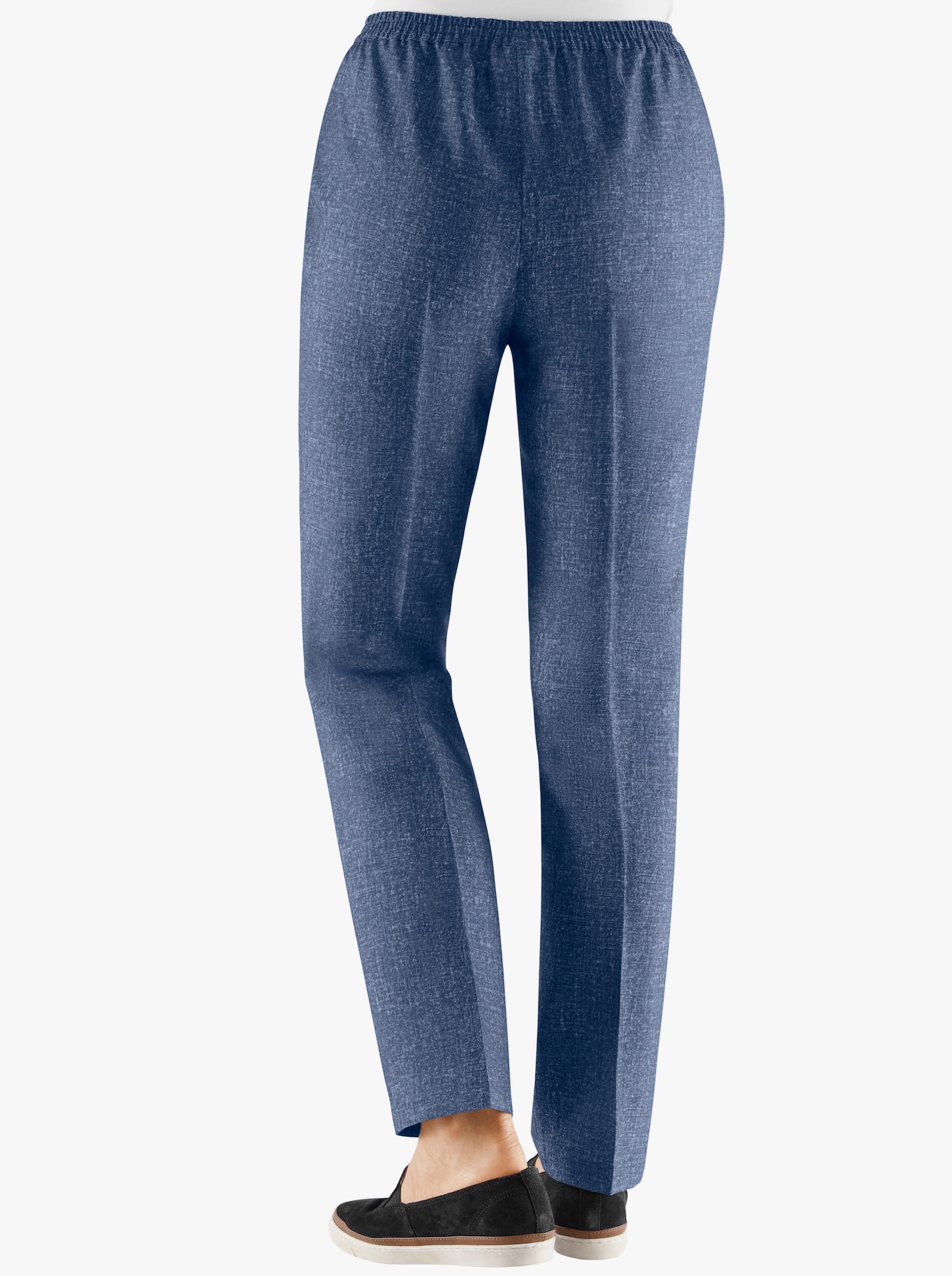 Comfortbroek in jeanslook - blauw gemêleerd + marine gemêleerd