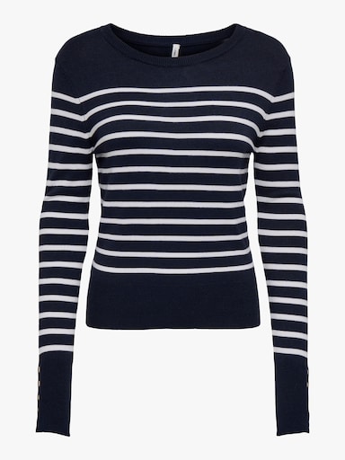 ONLY CARMAKOMA Strickpullover - navy blazer stripes:bright white/gold button