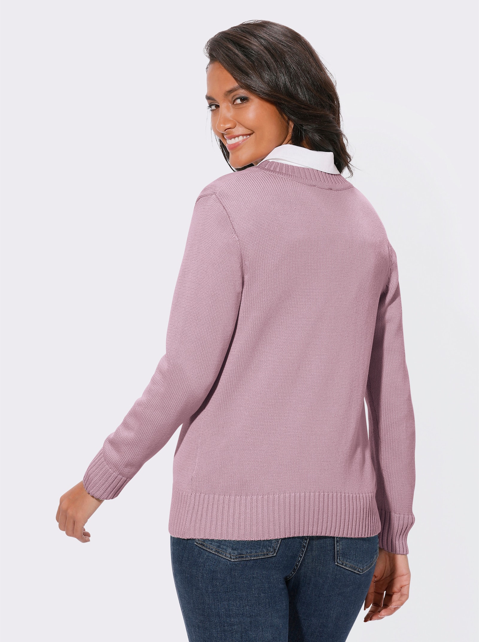 Strickjacke mit farblich abgestimmten Knöpfen - altrosé