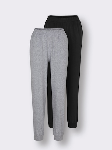 feel good Dehnbund-Hose - schwarz + grau-meliert