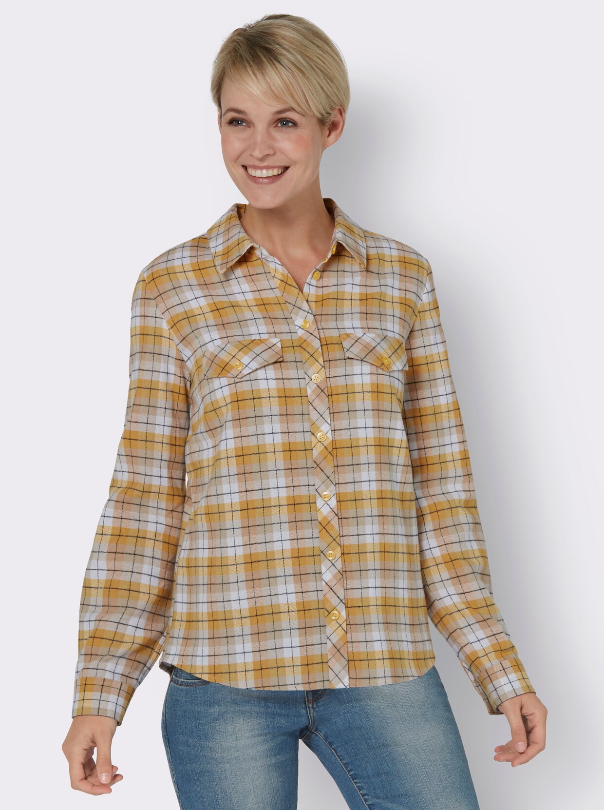 Flanellen blouse - oker geruit