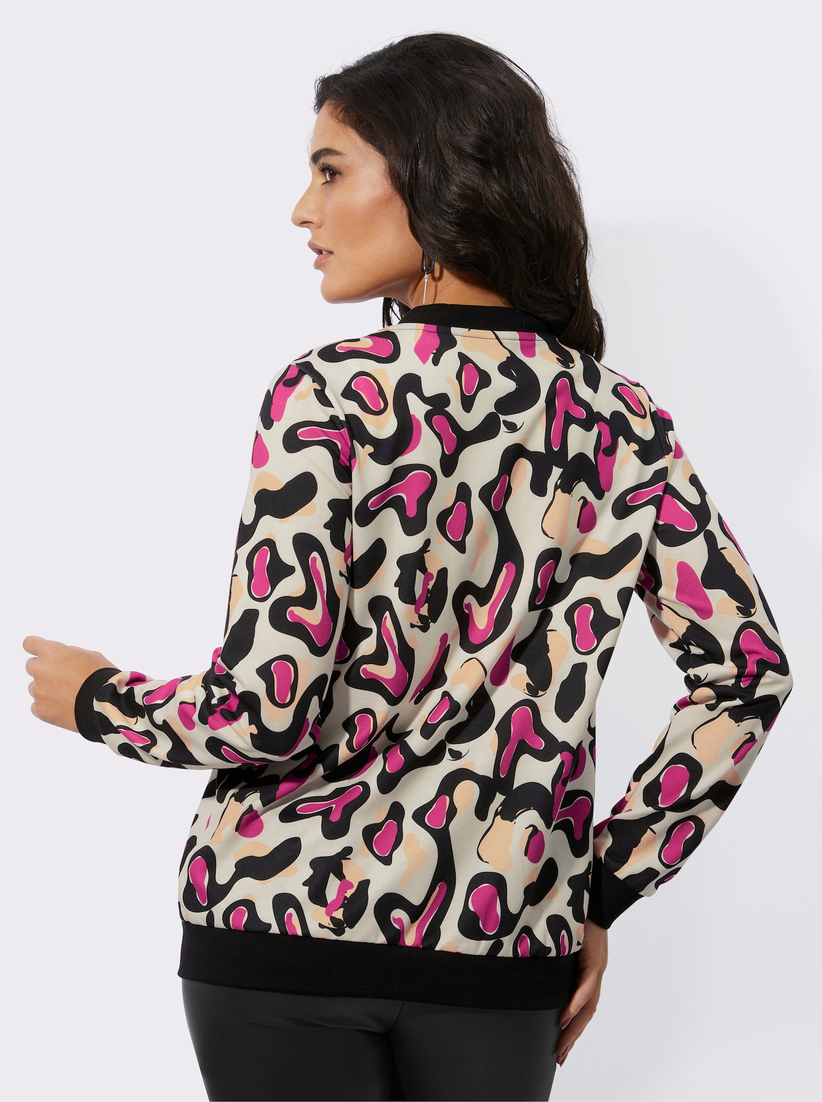 Veste - couleur ivoire-fuchsia imprimé