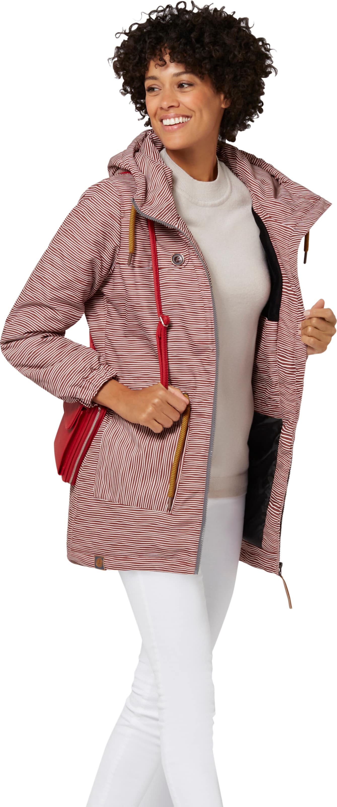Sheego Damen Rostrot-Weiß-Geringelt Jacke - Bild 3
