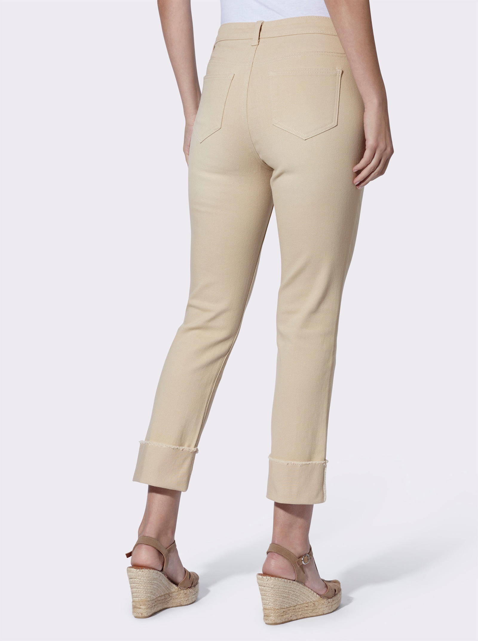 heine 7/8-Jeans mit Häkelborte - sand