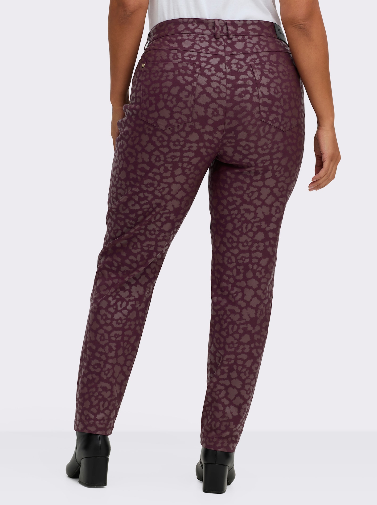 sheego Bengalinhose mit beschichtetem Leo-Print - burgund-bedruckt