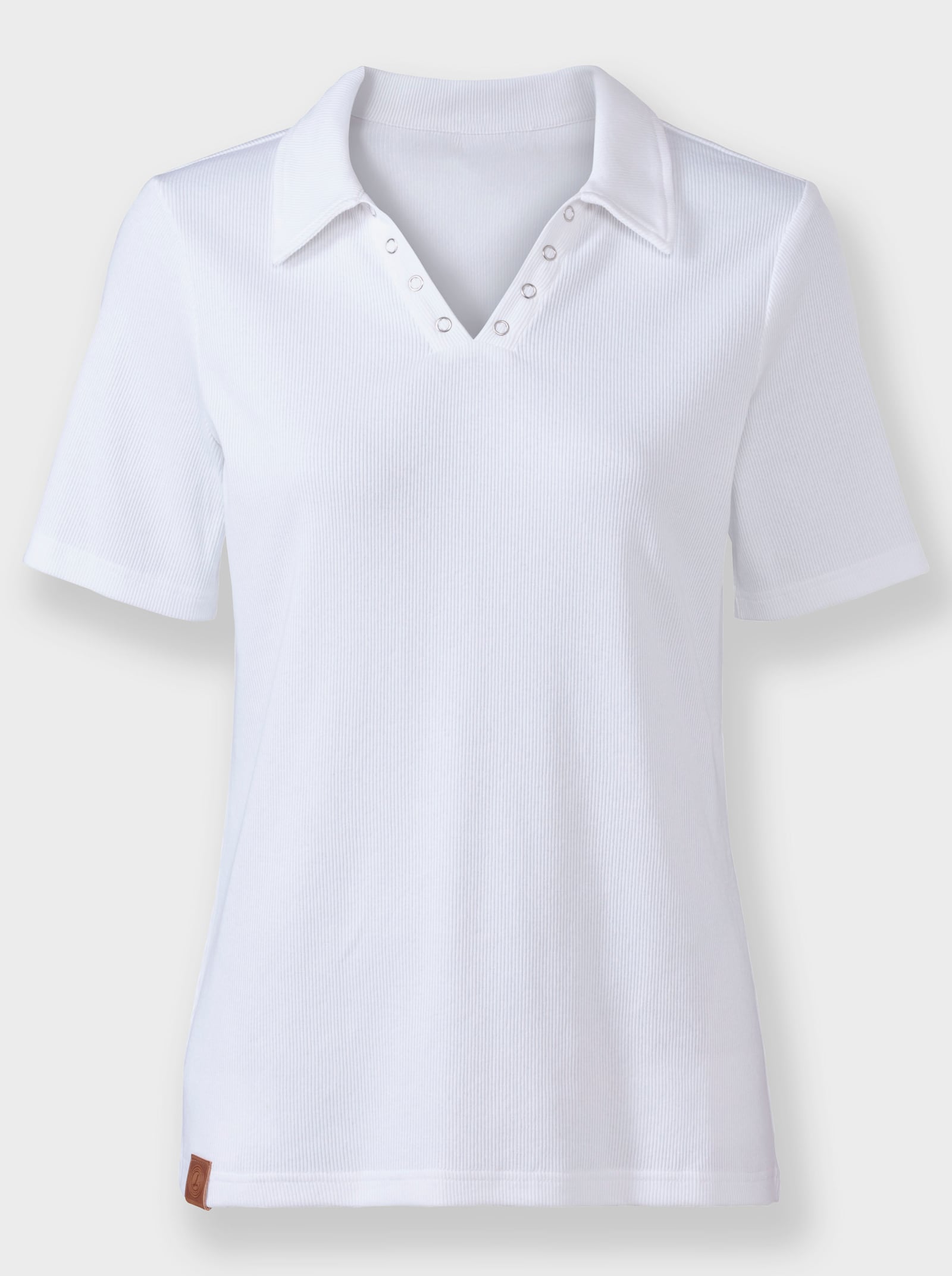 Poloshirt mit Ösen-Verzierung - weiß
