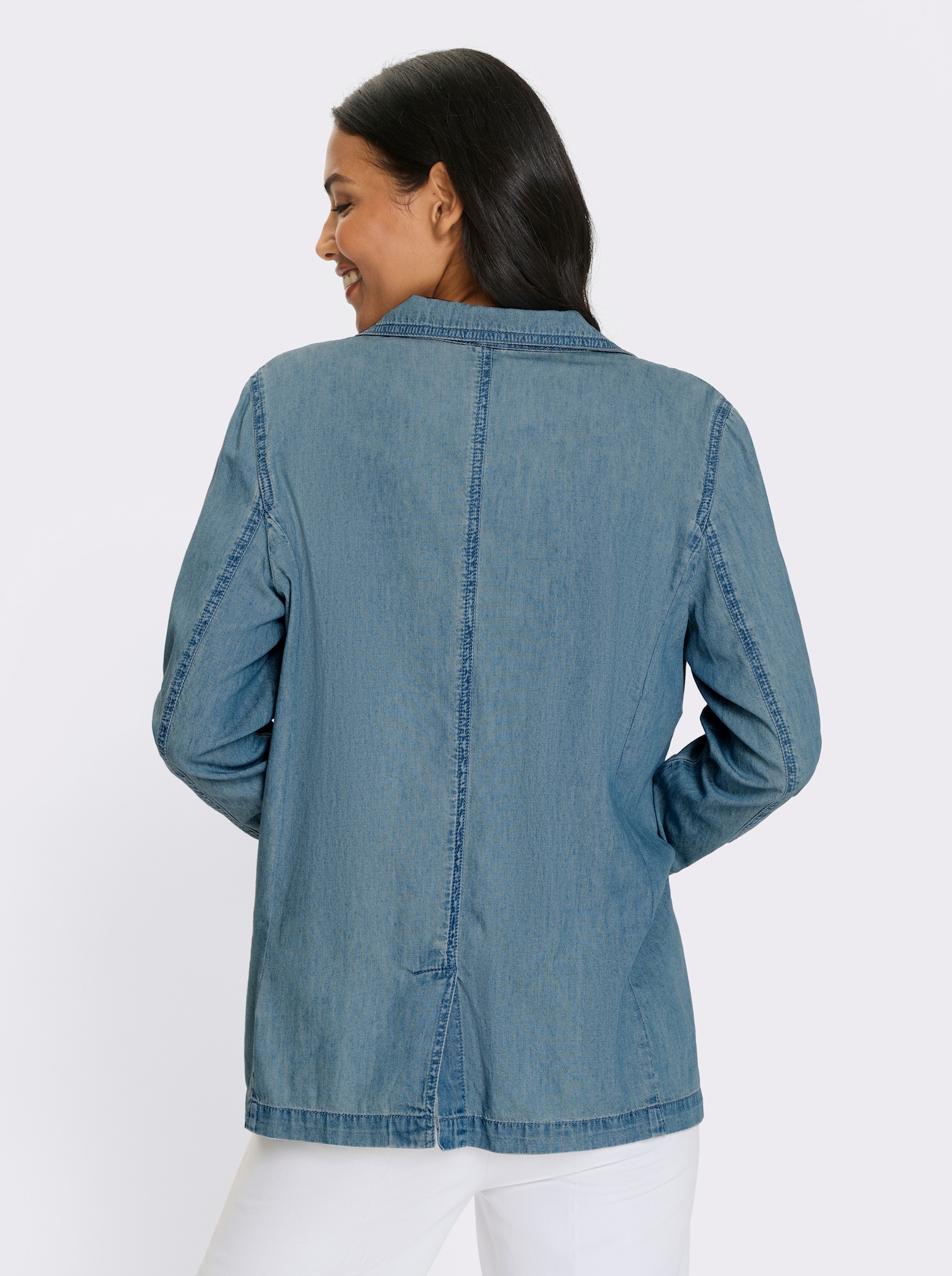 Jeansblazer mit Reverskragen - blue-bleached