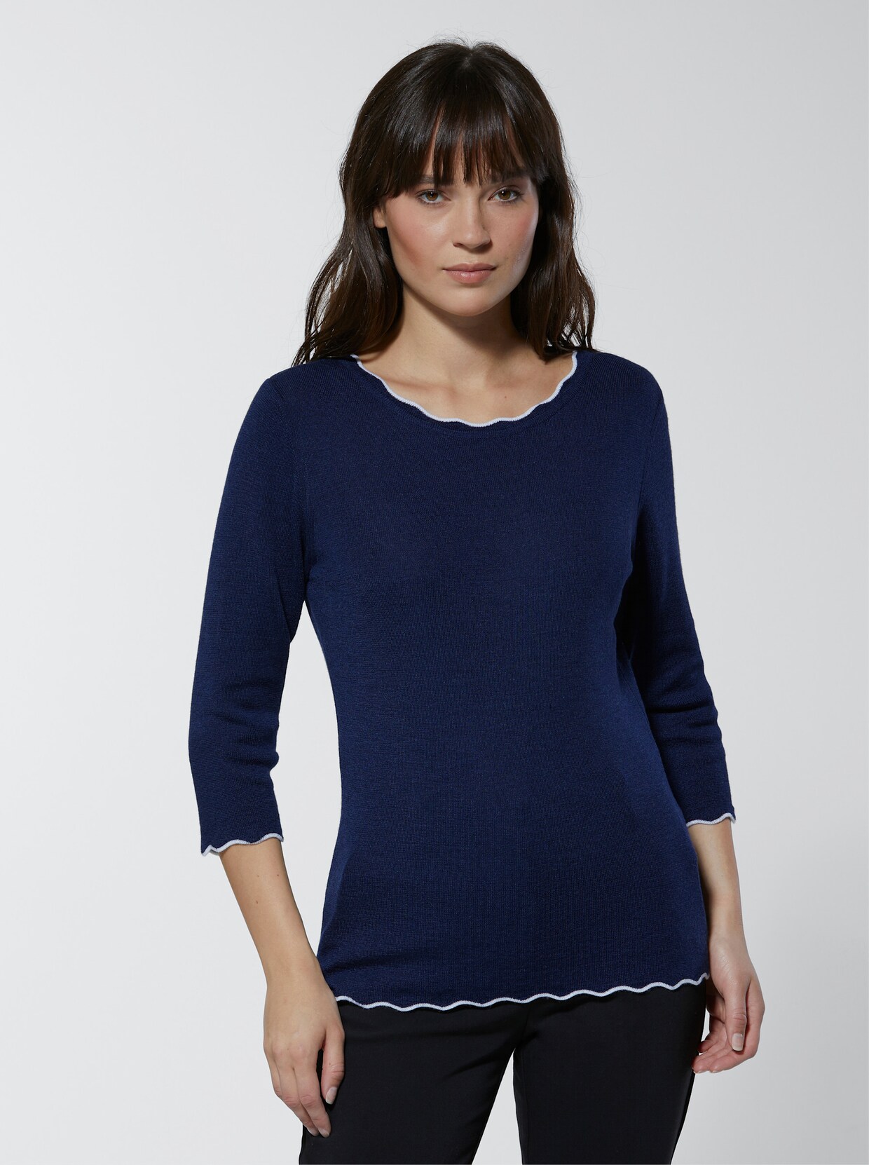 Creation L Premium Merino-Seiden-Pullover - marine