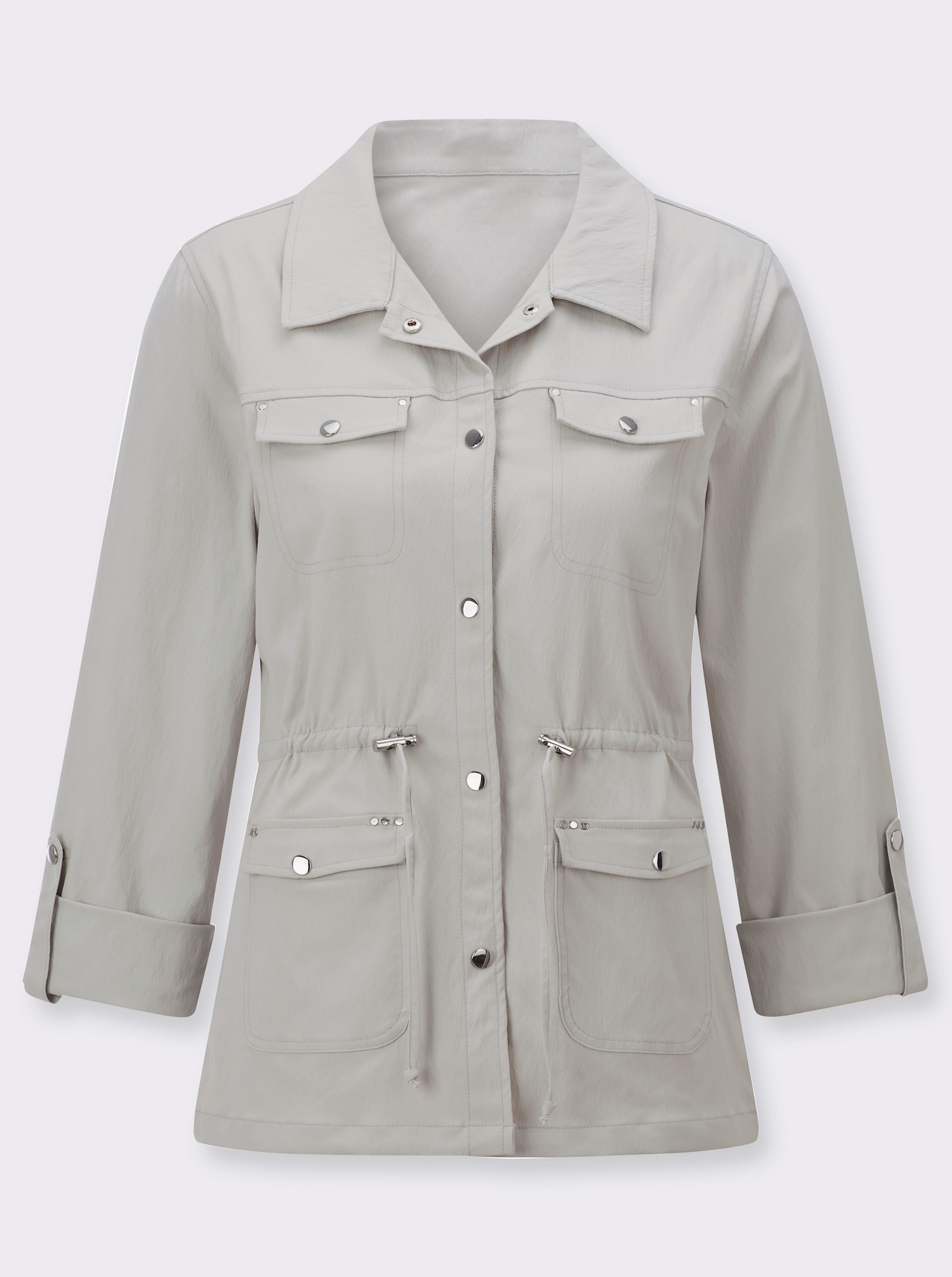 Blusenblazer mit Tunnelzug in der Taille - hellgrau