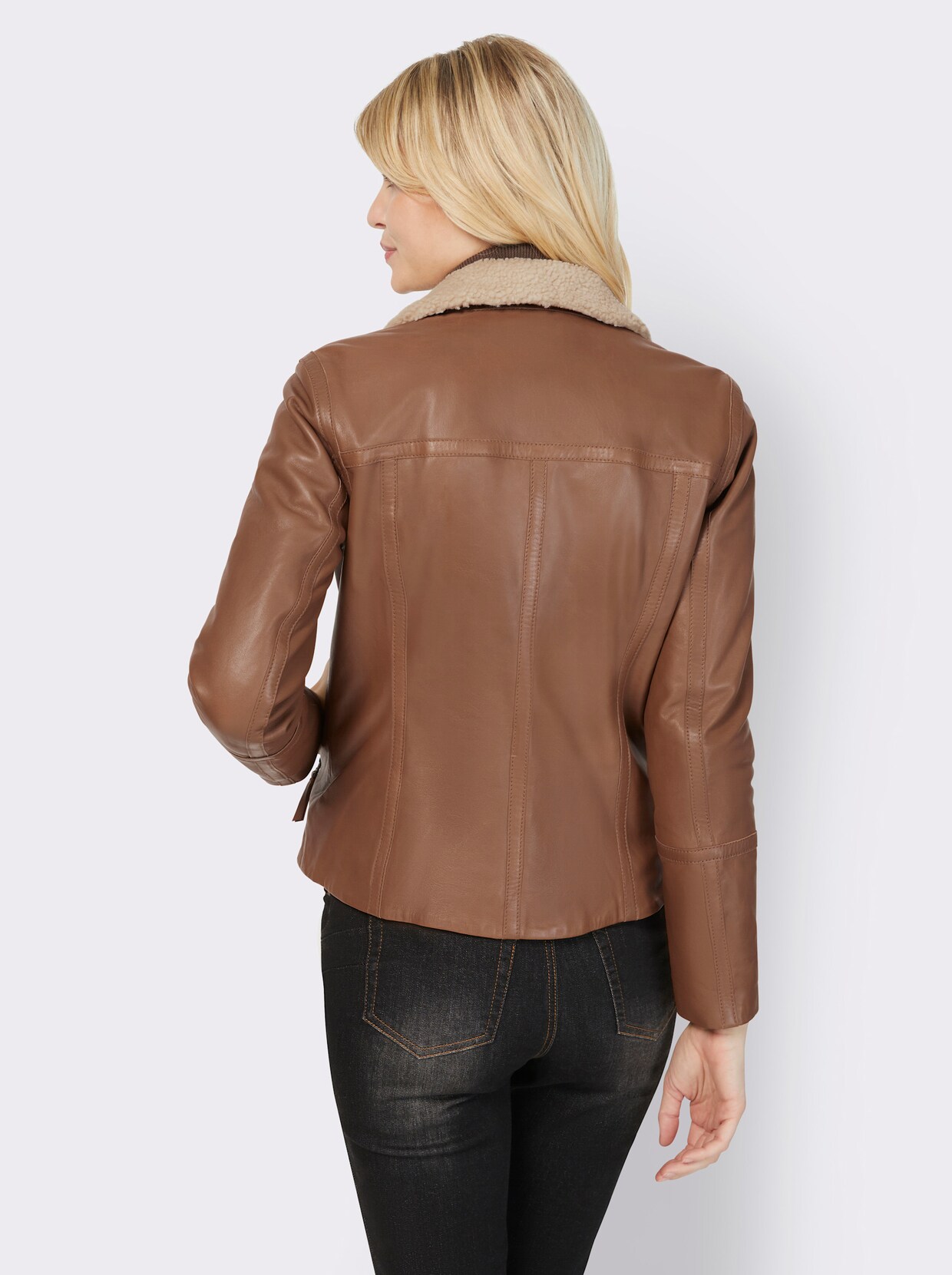 heine Leder-Jacke - cognac