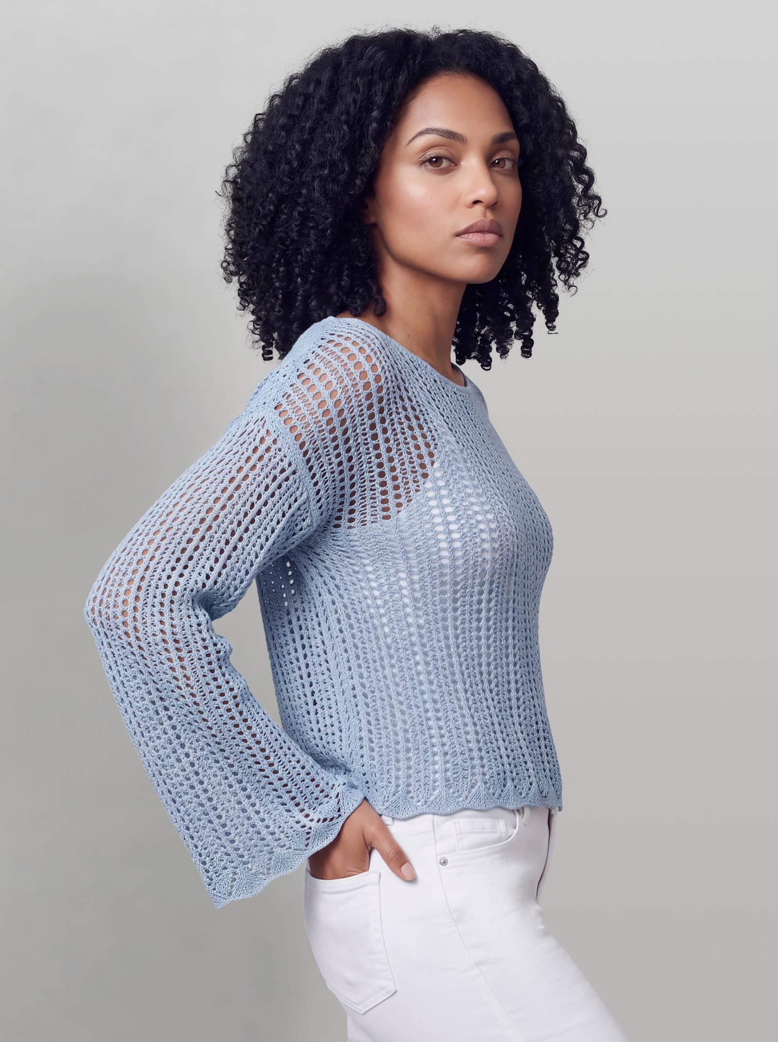 heine Pullover mit U-Boot-Ausschnitt - bleu