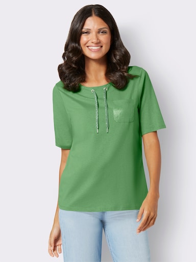 Kurzarmshirt mit Bindeband - apfel