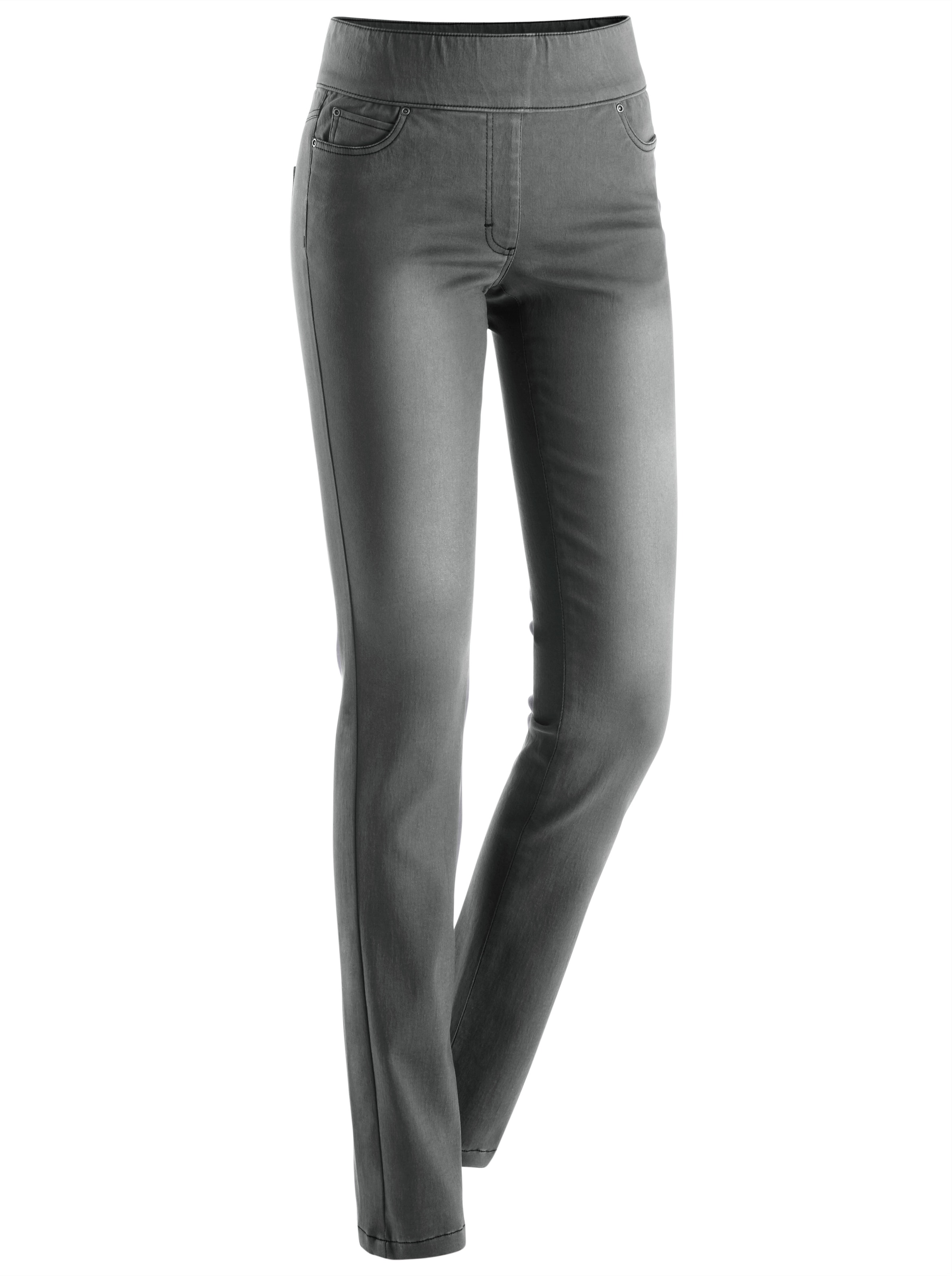 GREY günstig Kaufen-5-Pocket-Jeans in grey-denim von heine. 5-Pocket-Jeans in grey-denim von heine <![CDATA[Kombistark und komfortabel: Jeans in Schlupfform mit breitem, elastischem Komfortbund, der auch unter engen Oberteilen nicht aufträgt. Bewährte 5-Pocket-Form mit 2 T