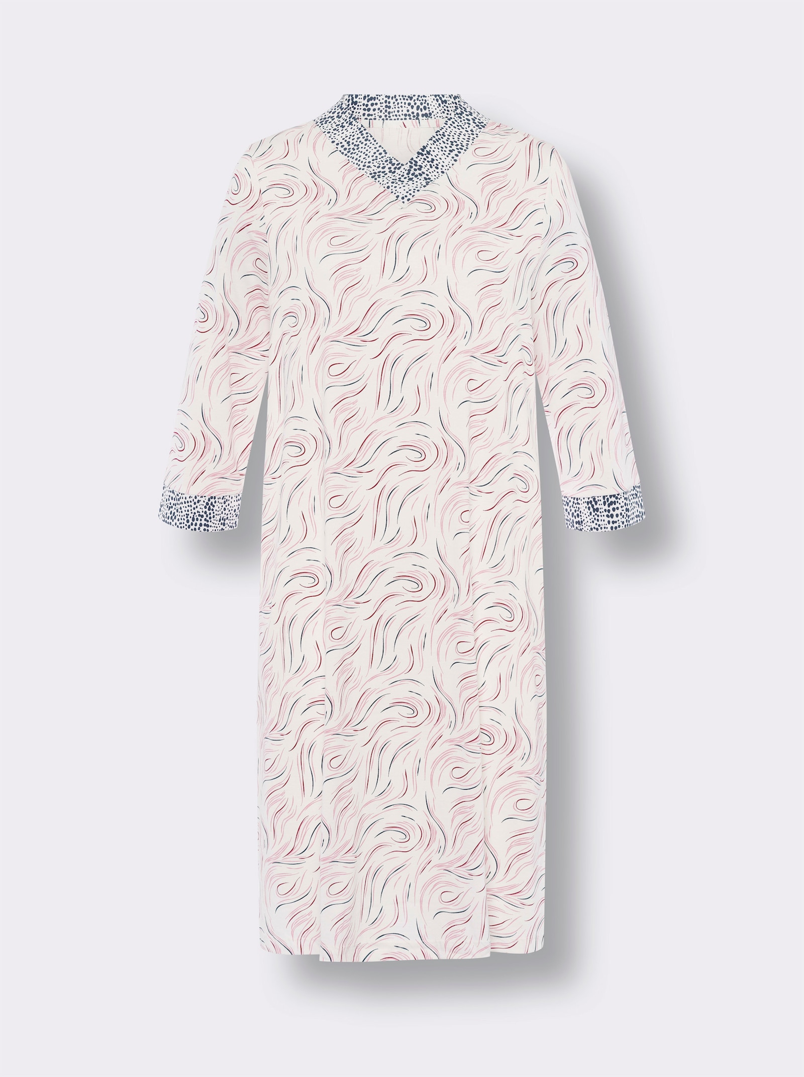 Nattlinne med grafiskt mönster - gräddvit, tryckt