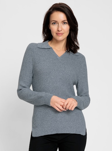 Polopullover - rauchblau-meliert