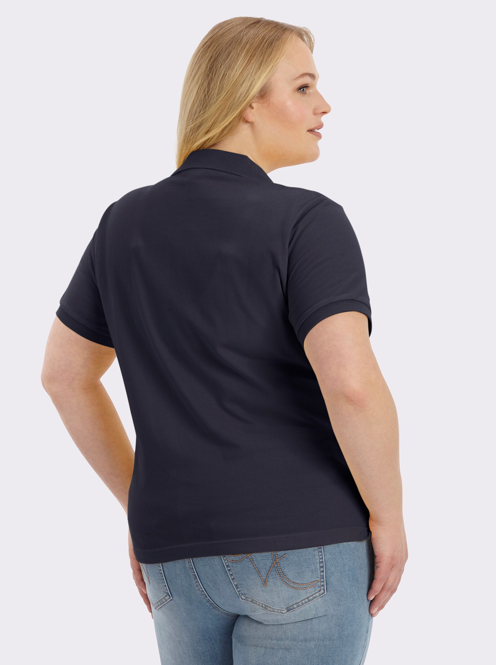 Poloshirt mit Seitenschlitzen - marine