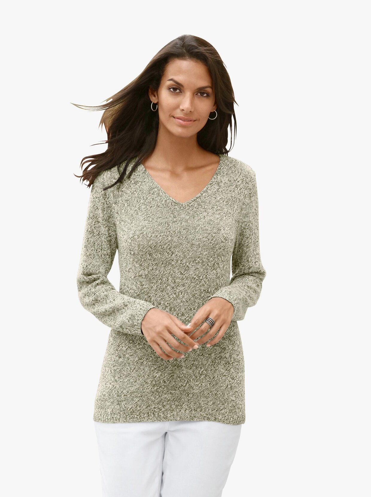 Pletený svetr - zelená-melír