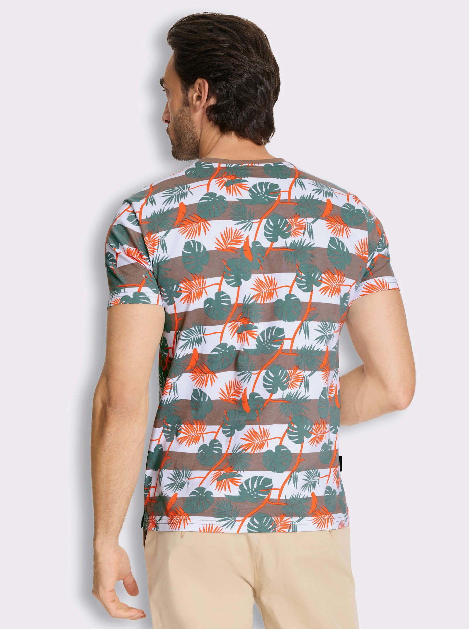 Marco Donati Kurzarmshirt mit Mustermix allover - taupe-bedruckt