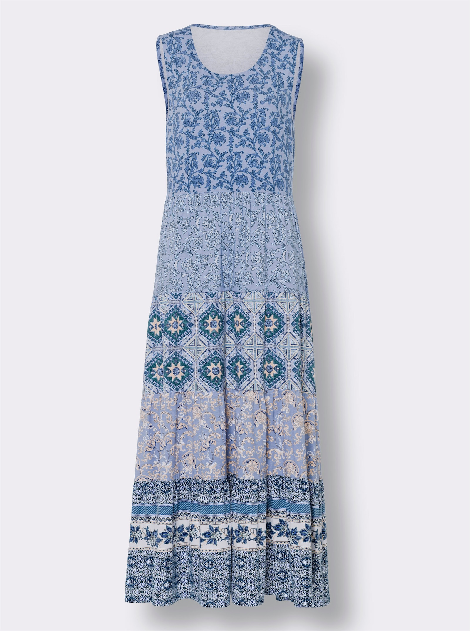 heine Jerseykleid mit ausgestelltem Rockteil - jeansblau-bleu-bedruckt