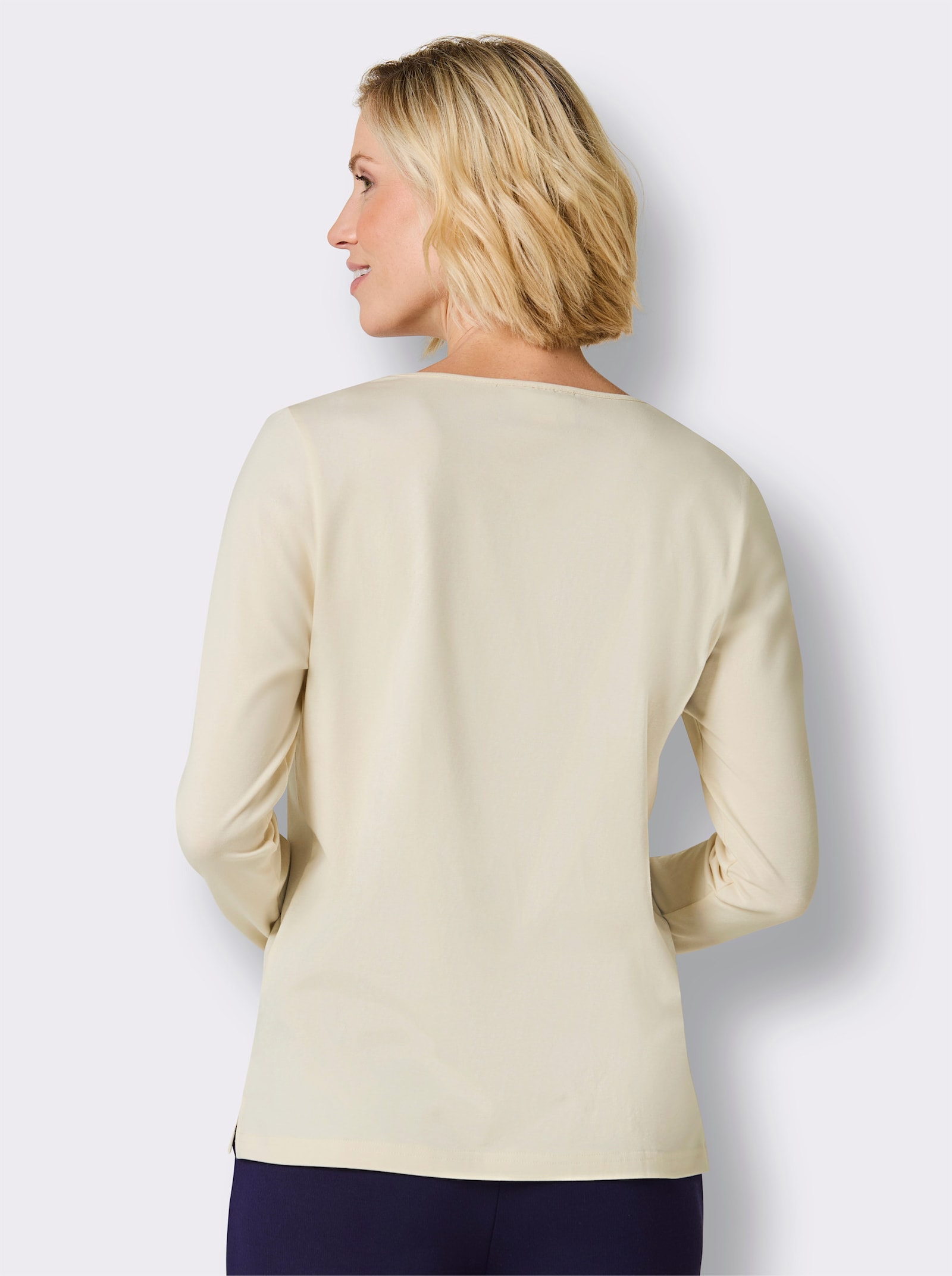 Catamaran Sports Vrijetijdsshirt met decoratieve bies - champagne