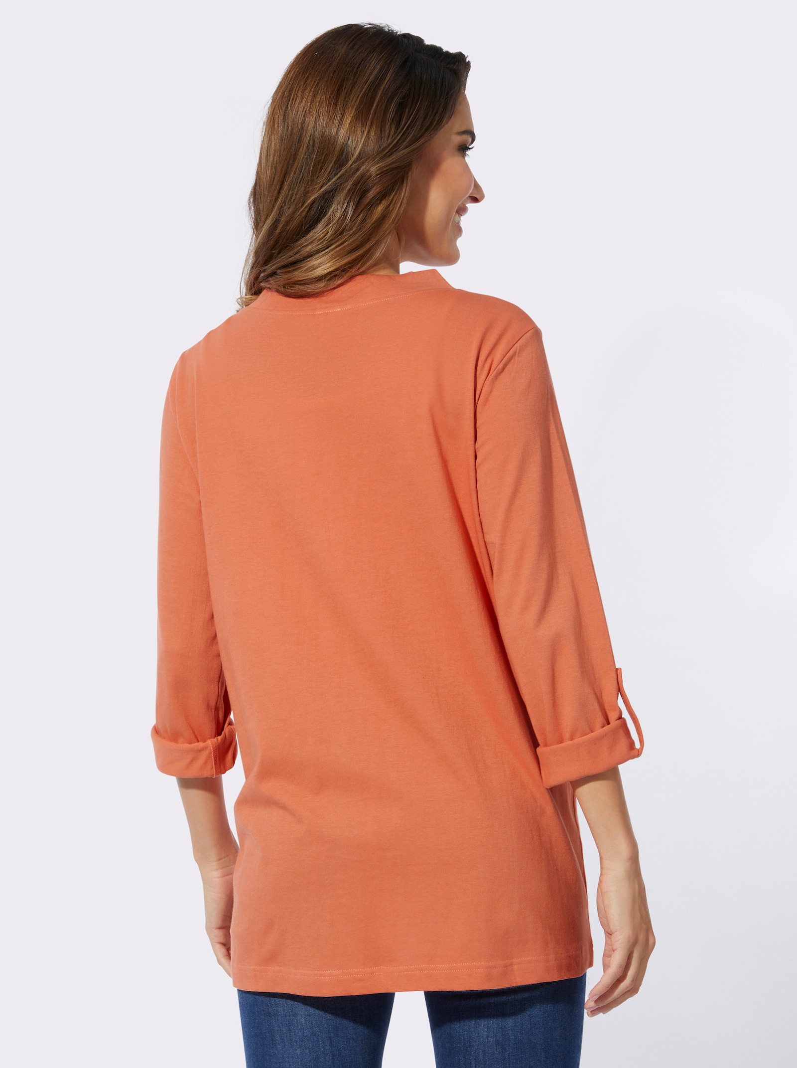 Shirtjacke aus reiner Baumwolle - papaya