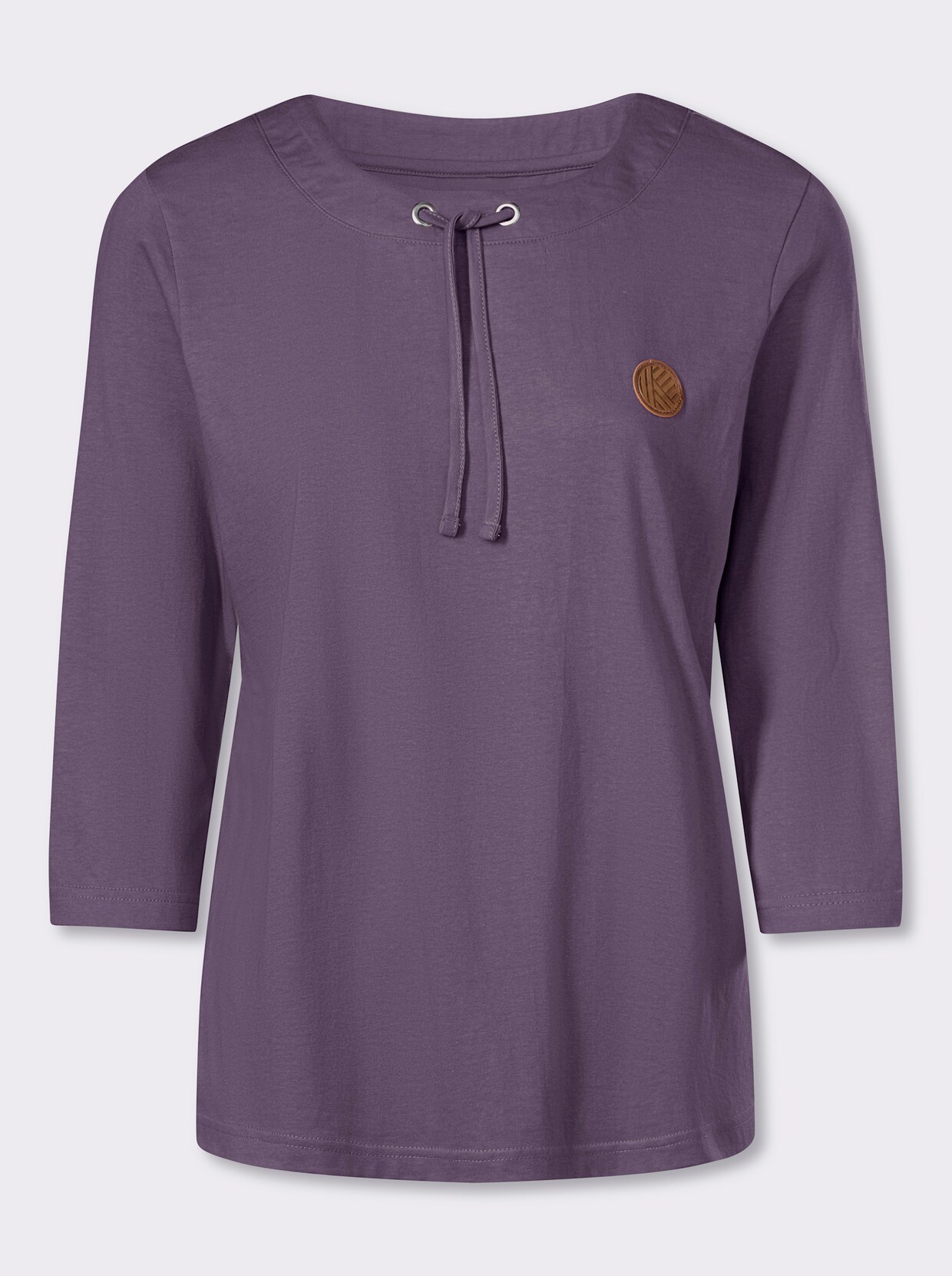 3/4-Arm-Shirt mit Tunnelzug am Rundhals-Ausschnitt - feige