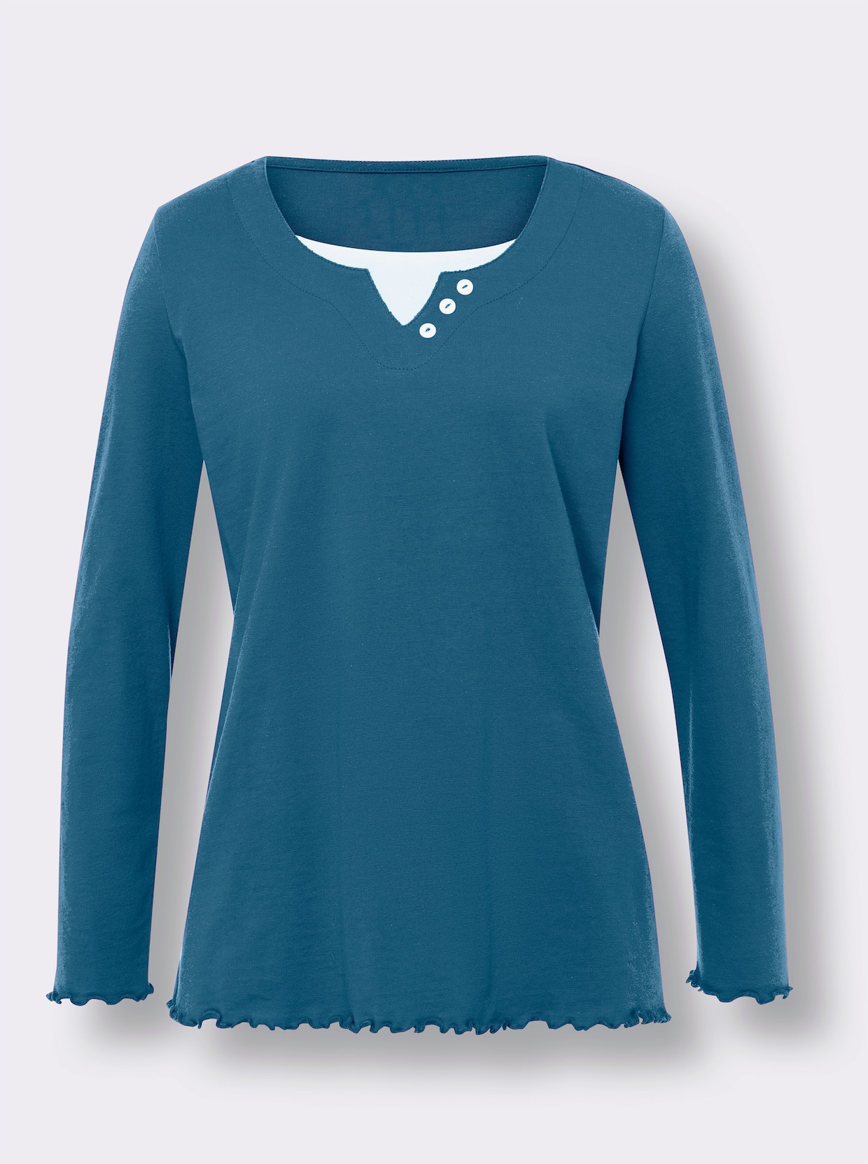 2-in-1-Langarmshirt - topas-weiß
