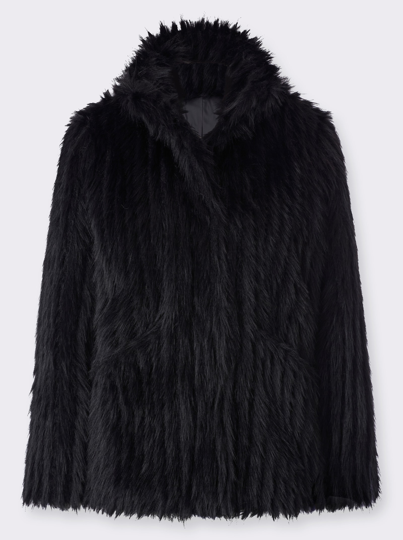 Mainpol Fellimitatjacke mit verdecken Druckkknöpfen - schwarz