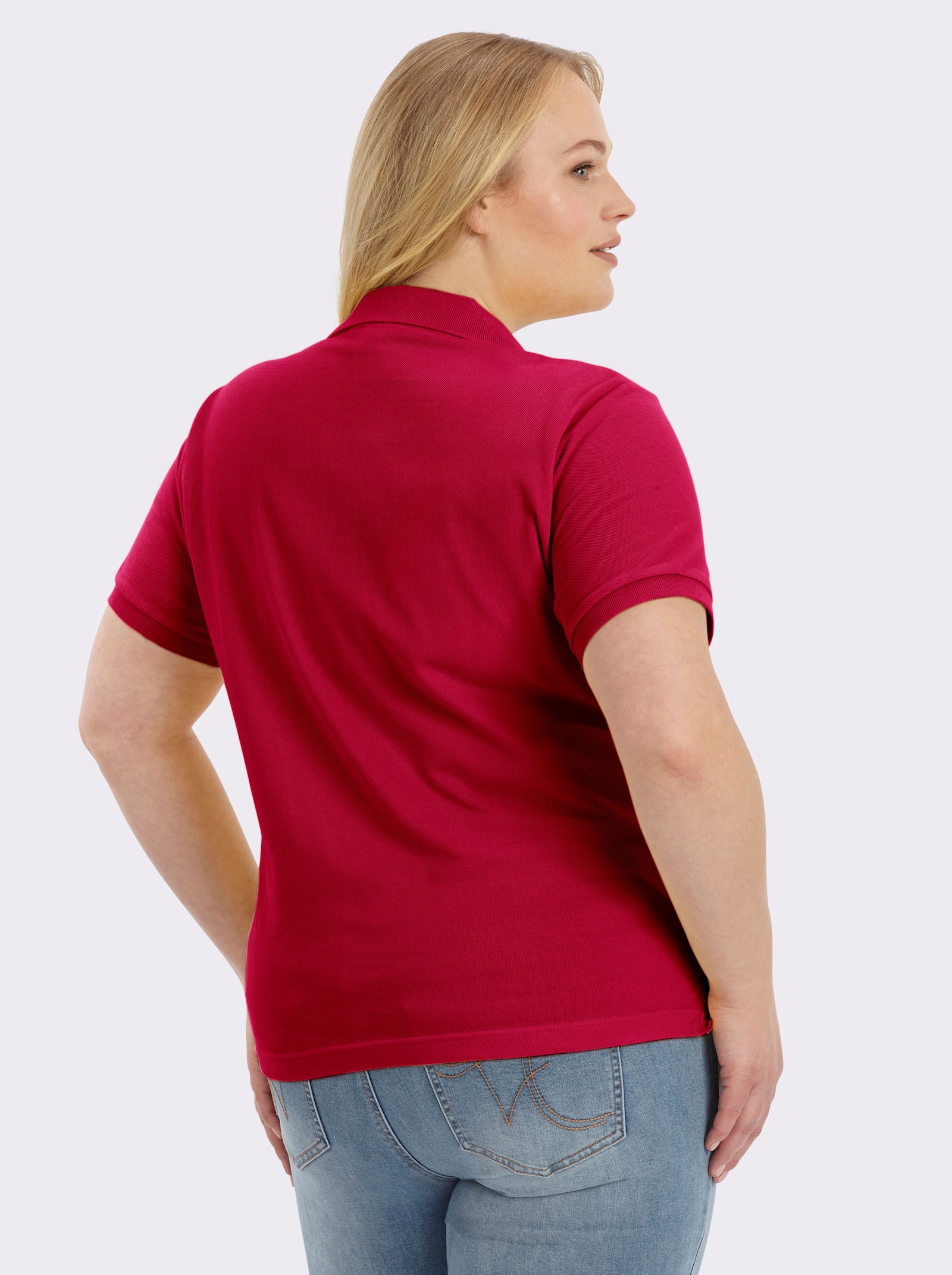 Poloshirt mit Seitenschlitzen - kirschrot