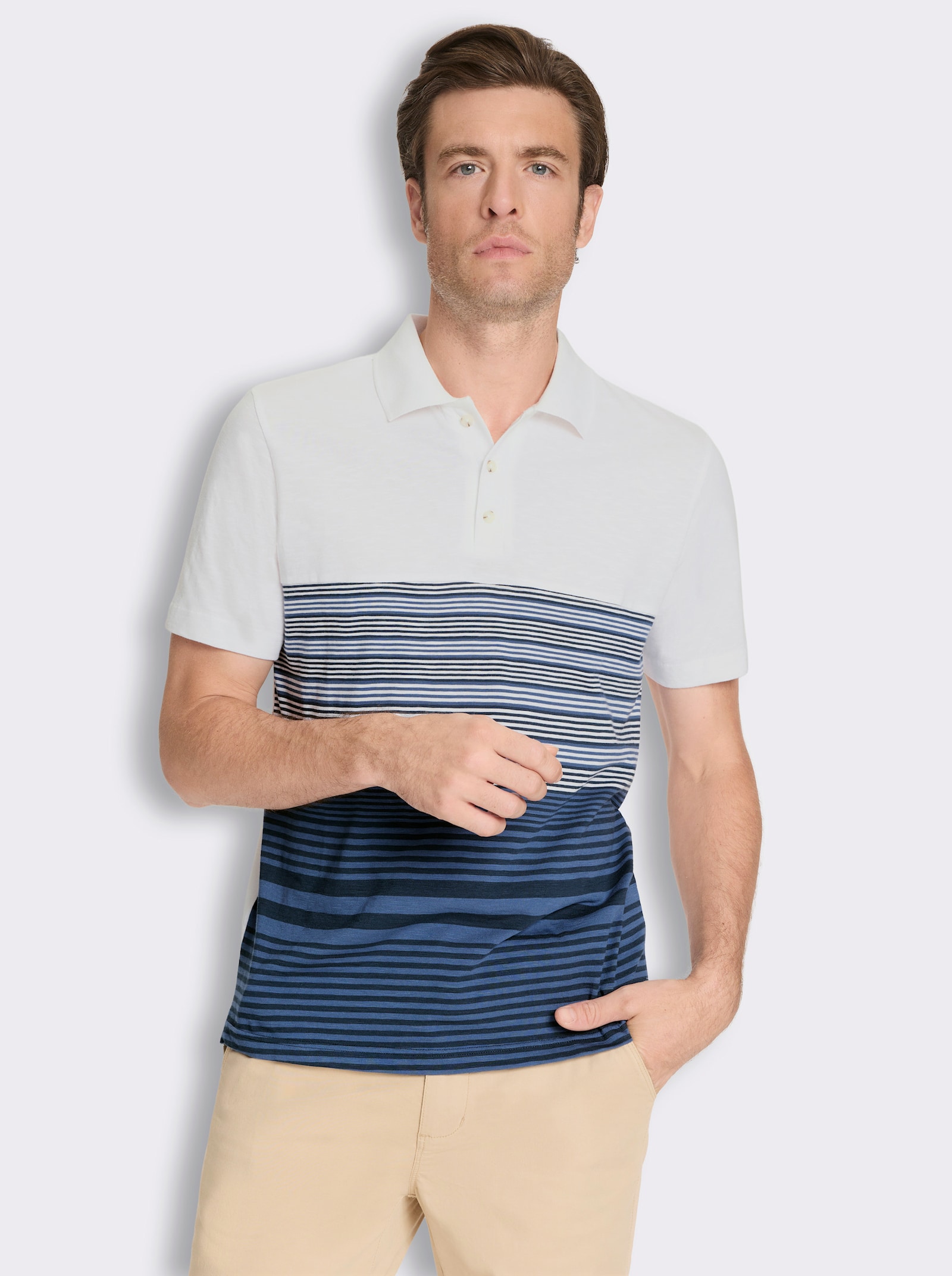 Poloshirt mit Streifen - dunkelblau-weiß-gestreift